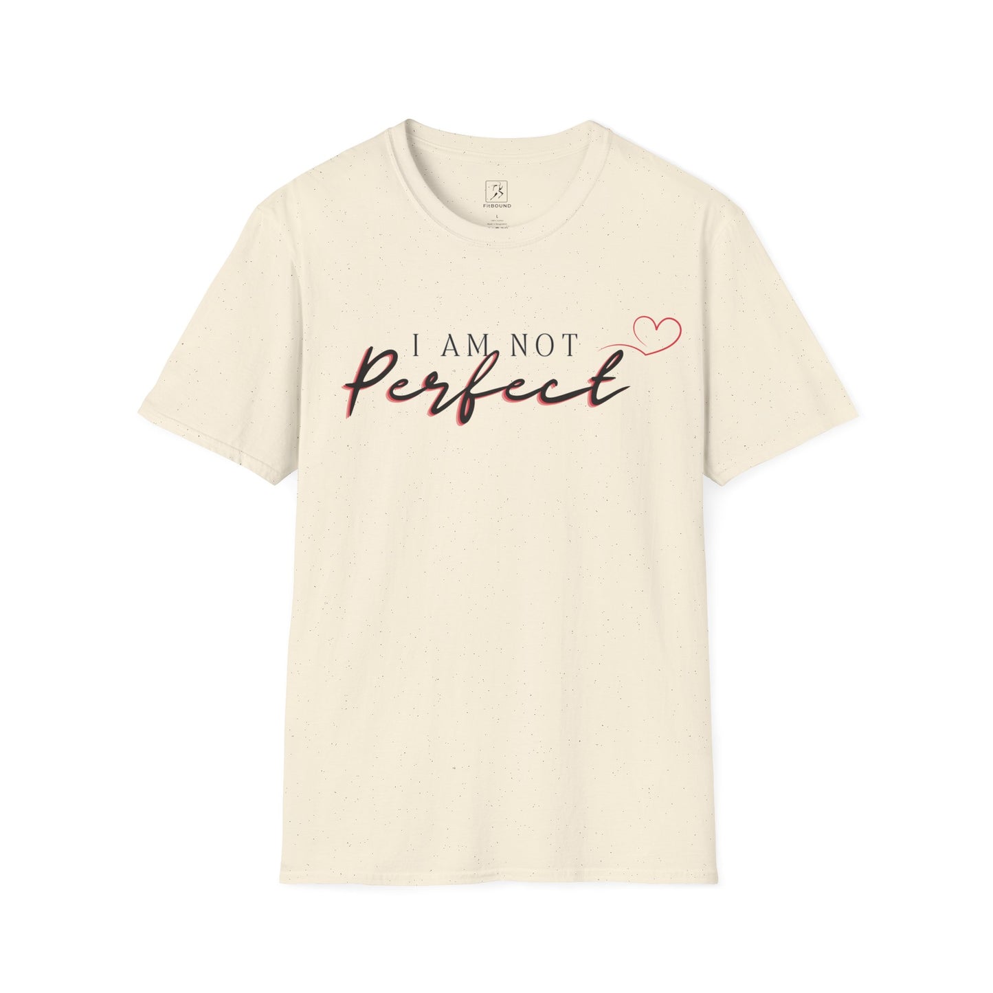 Beige color “I Am Not Perfect” t-shirt – positive message tee made for movement