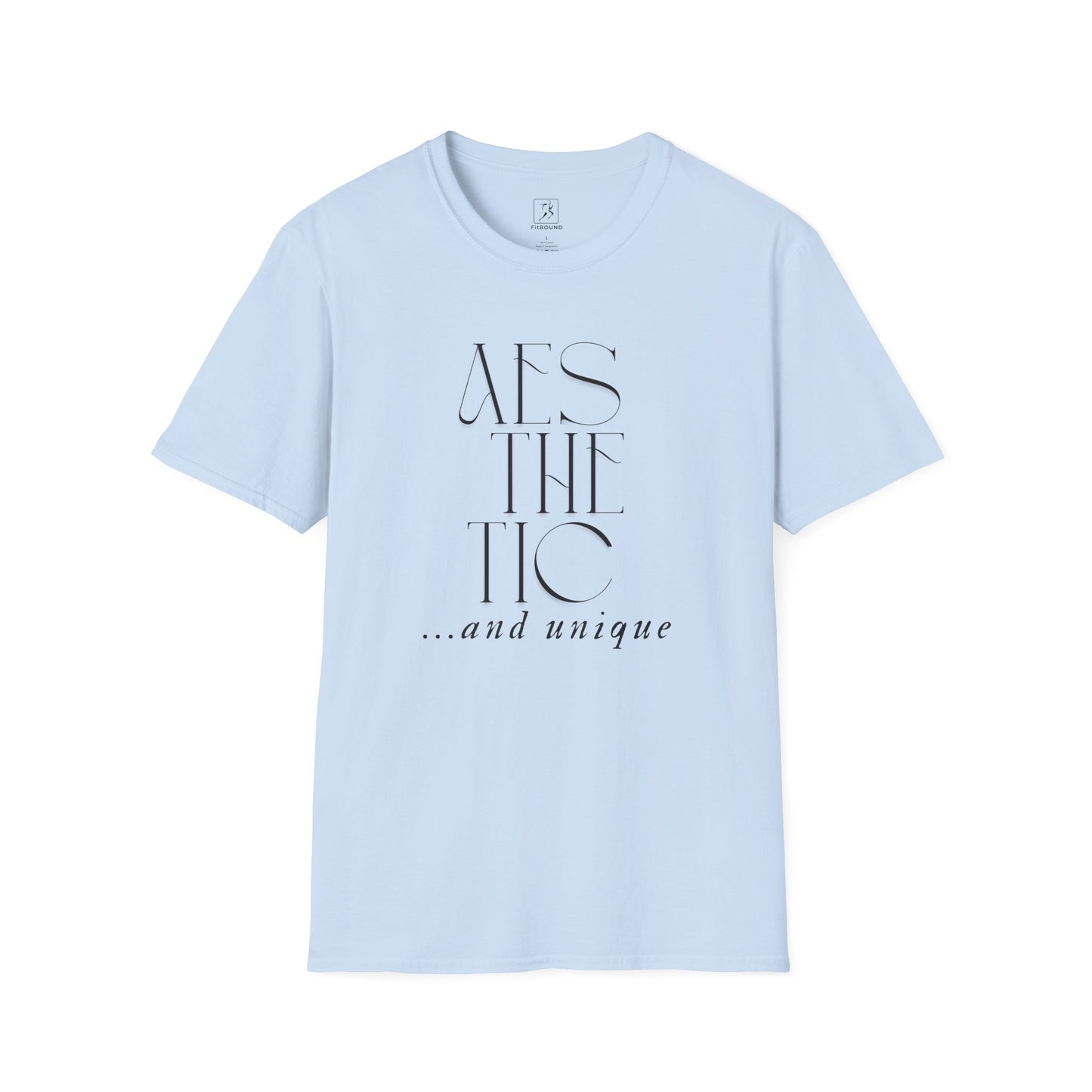 Light blue aesthetic gym shirt with fine "Just Move" text – sleek and breathable cotton design