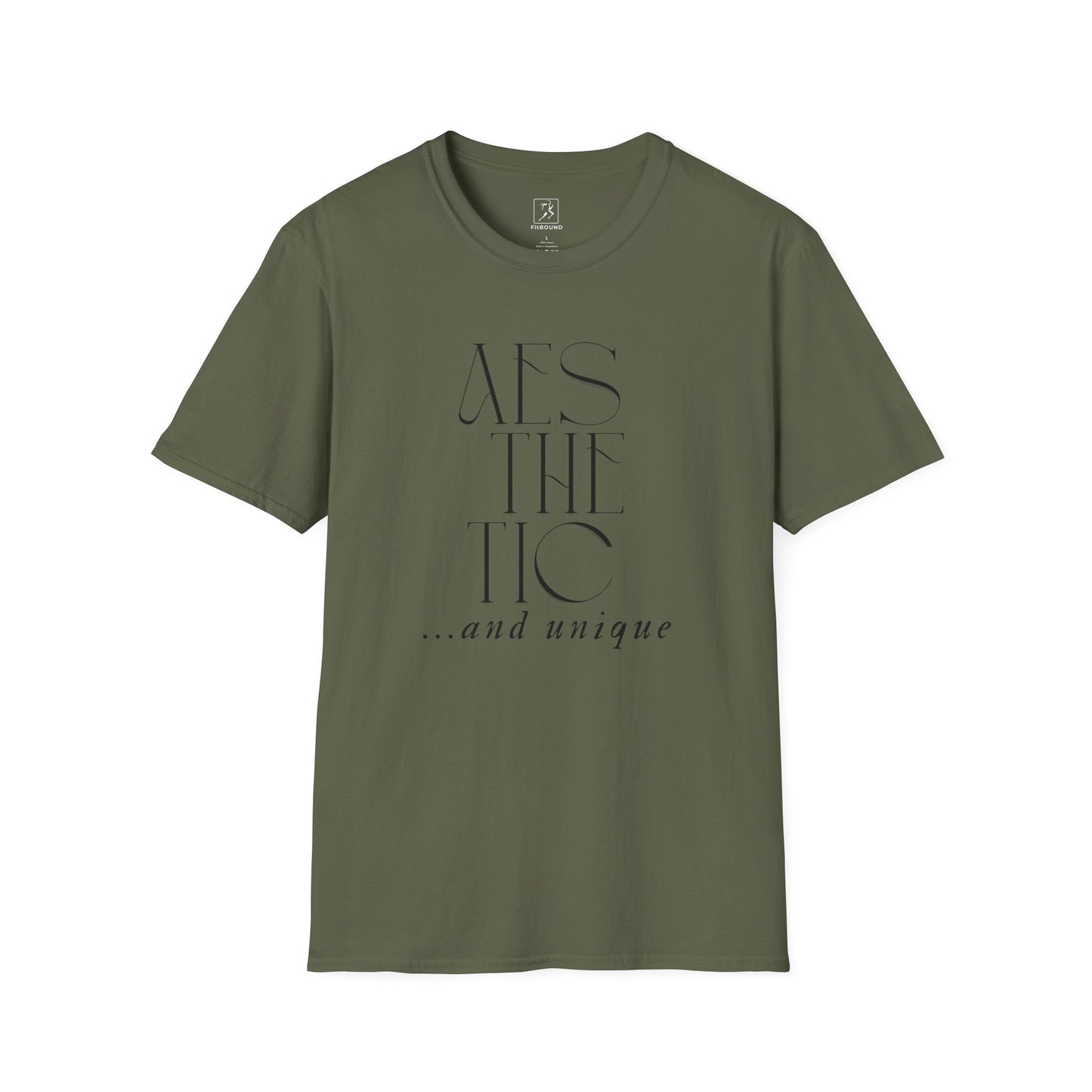 Olive green minimalist gym shirt with "Just Move" design – modern and flattering fit for active living