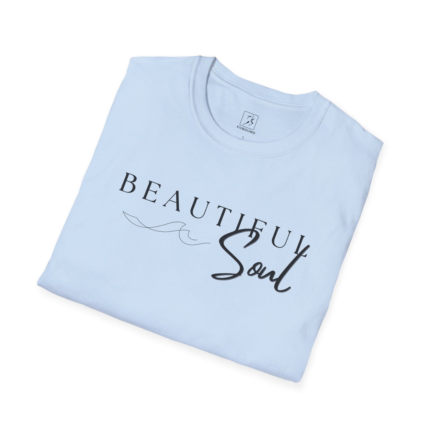 Folded Beautiful Soul T-Shirt – soft cotton in light blue