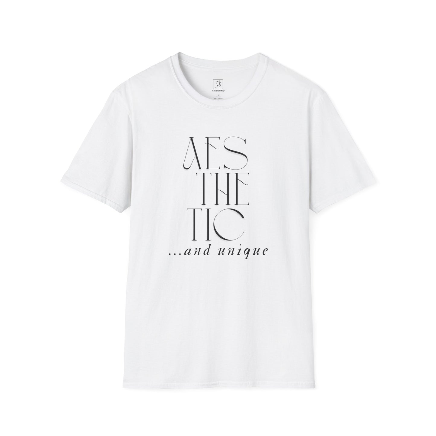 White unisex gym shirt with minimalist "Just Move" quote – soft cotton blend for training and lifestyle