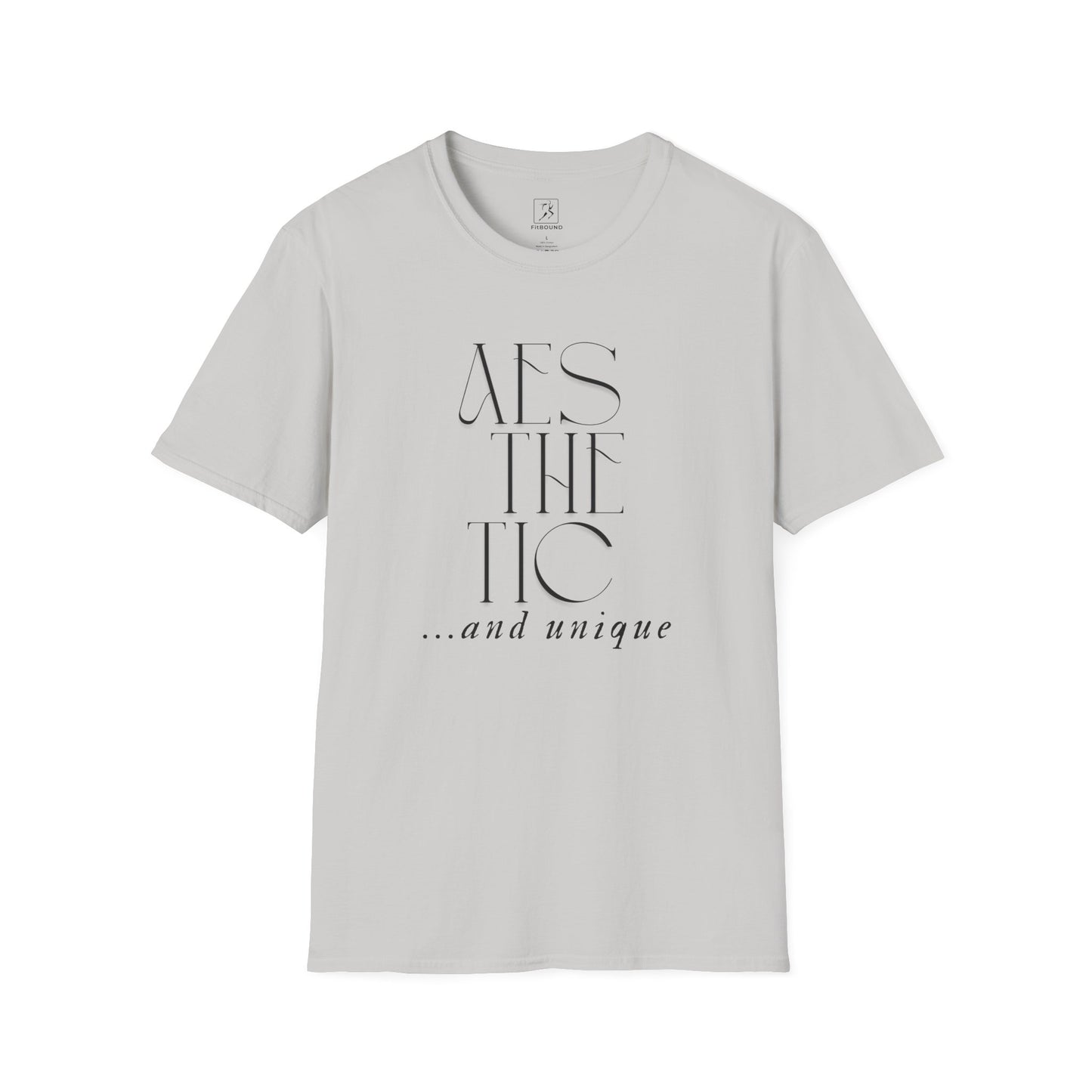 Light gray workout shirt with thin "Just Move" text – minimalist design for unisex fitness wear
