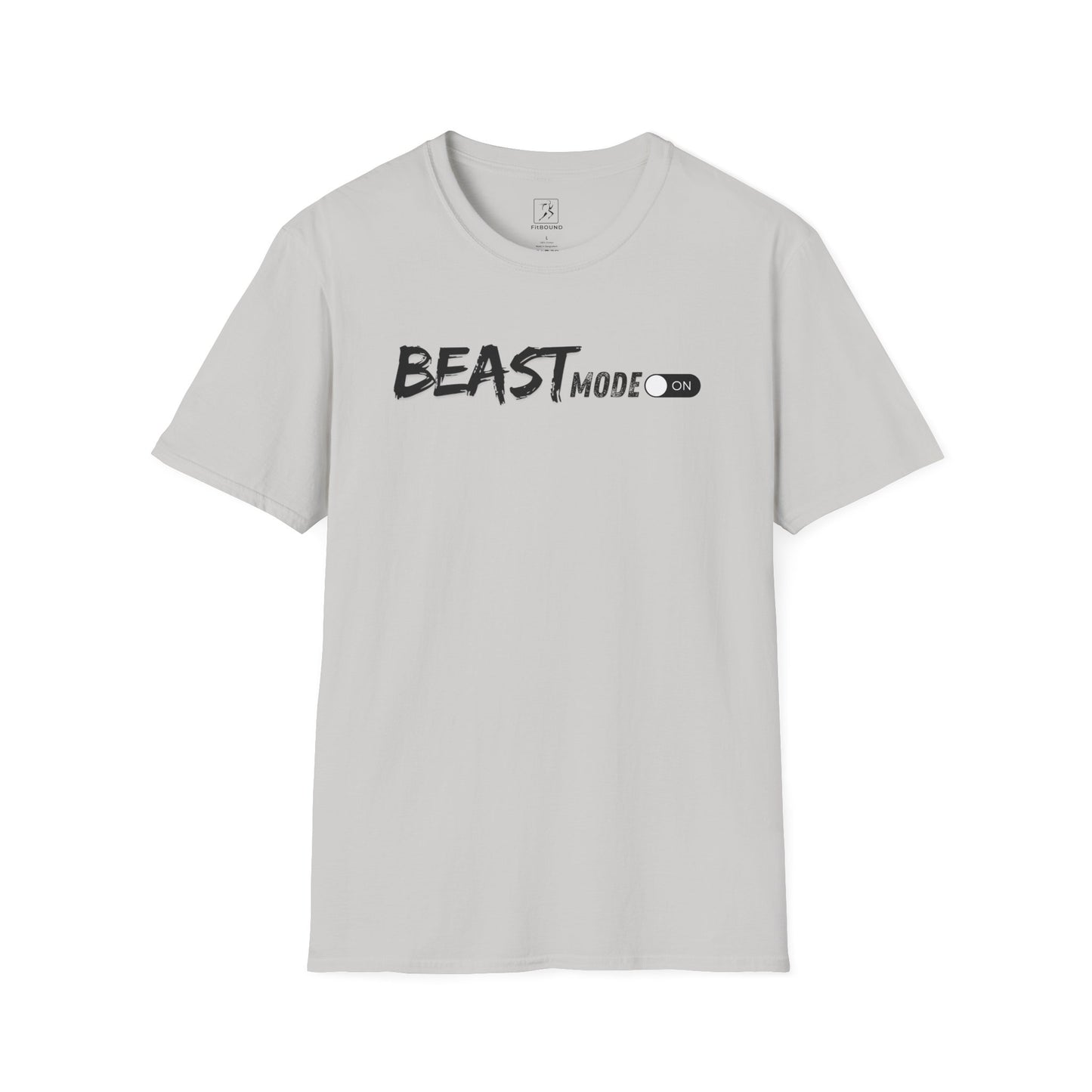 Light gray "Beast Mode" motivational shirt – soft cotton gym tee for fitness and casual wear