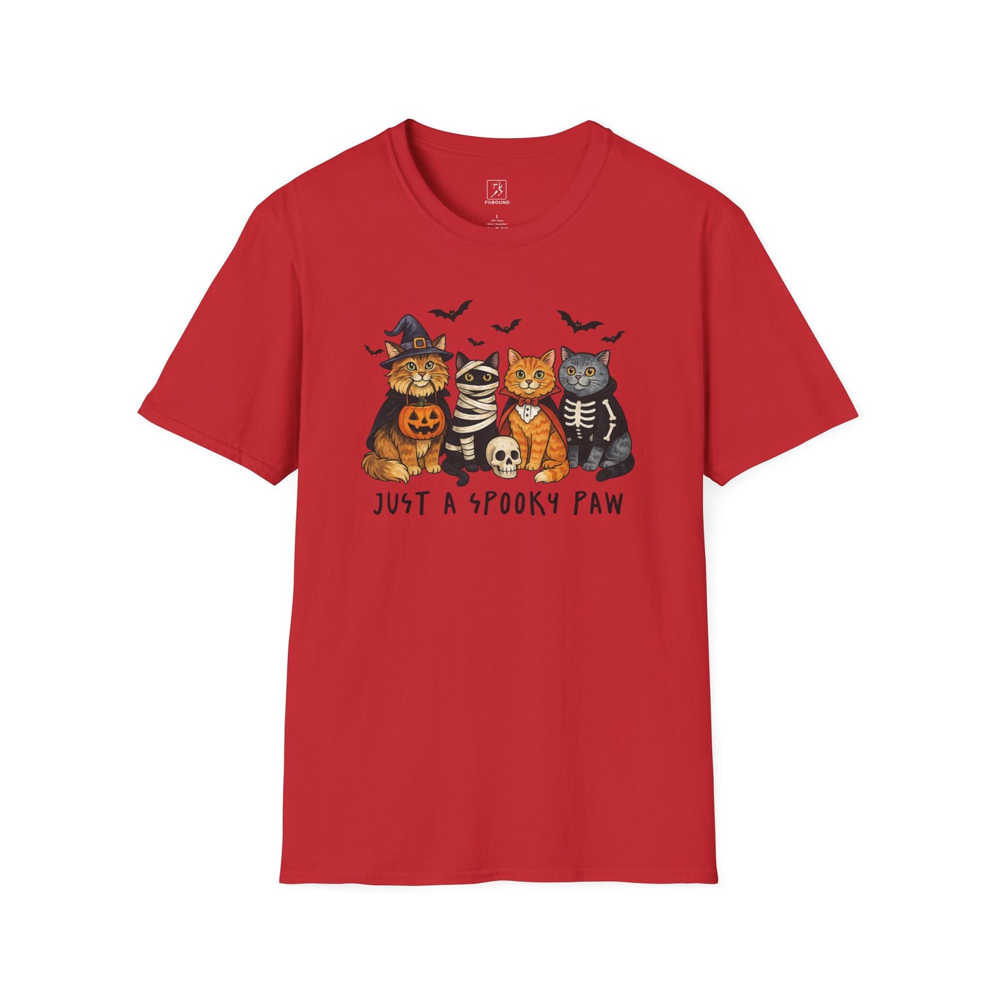 Red Just a Spooky Paw spooky cat Halloween t-shirt