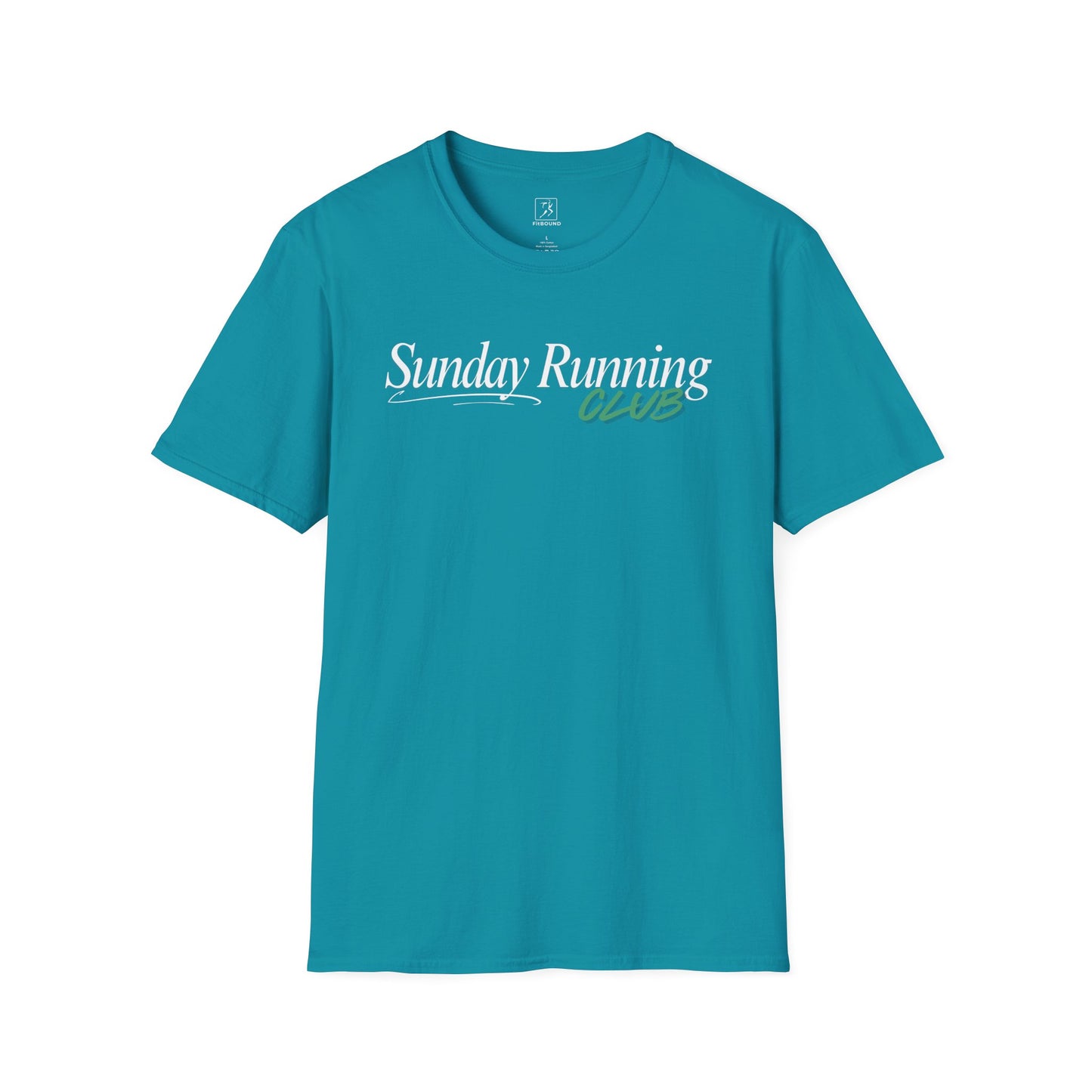 Turquoise Sunday Running Club T-shirt – breathable jogging tee