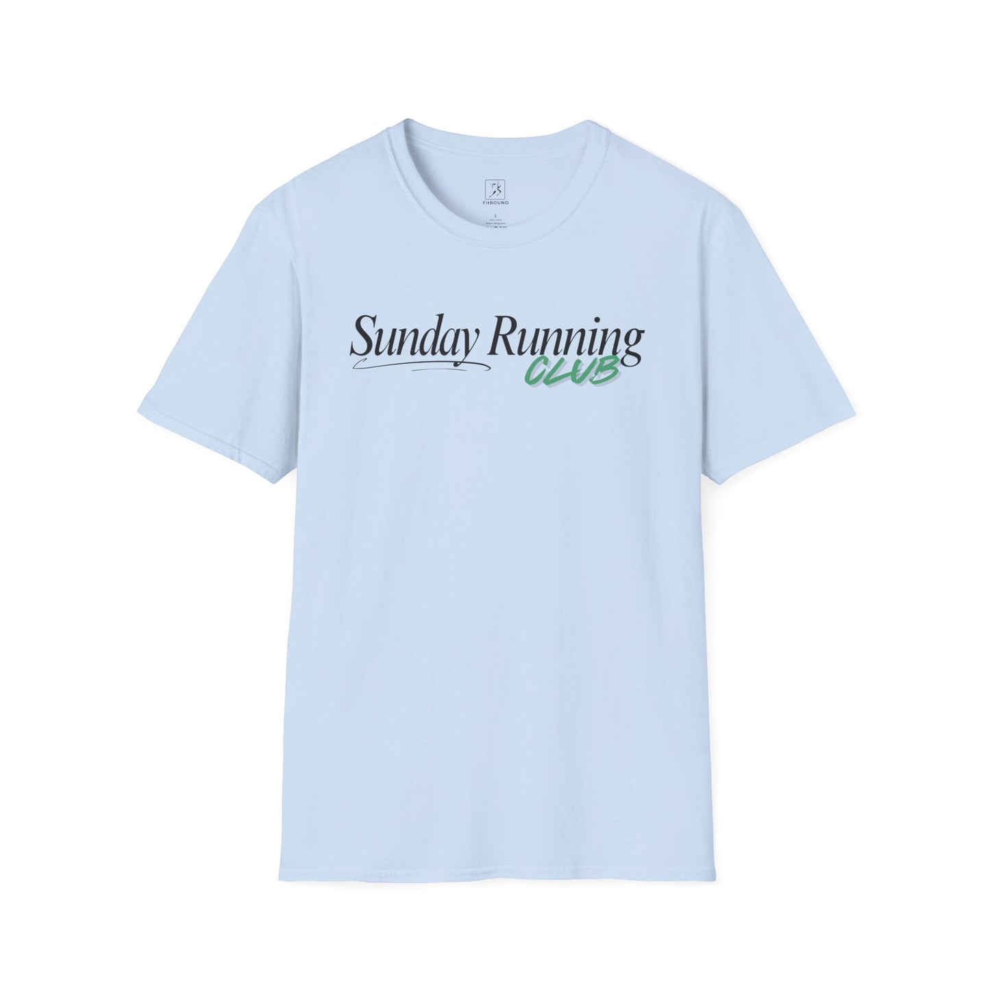 Light gray Sunday Running Club T-shirt – minimalist unisex fitness shirt