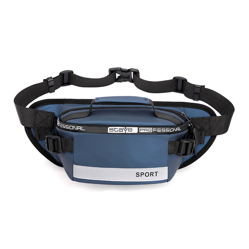 Blue crossbody running bag with reflective details – compact and functional for active lifestyles
