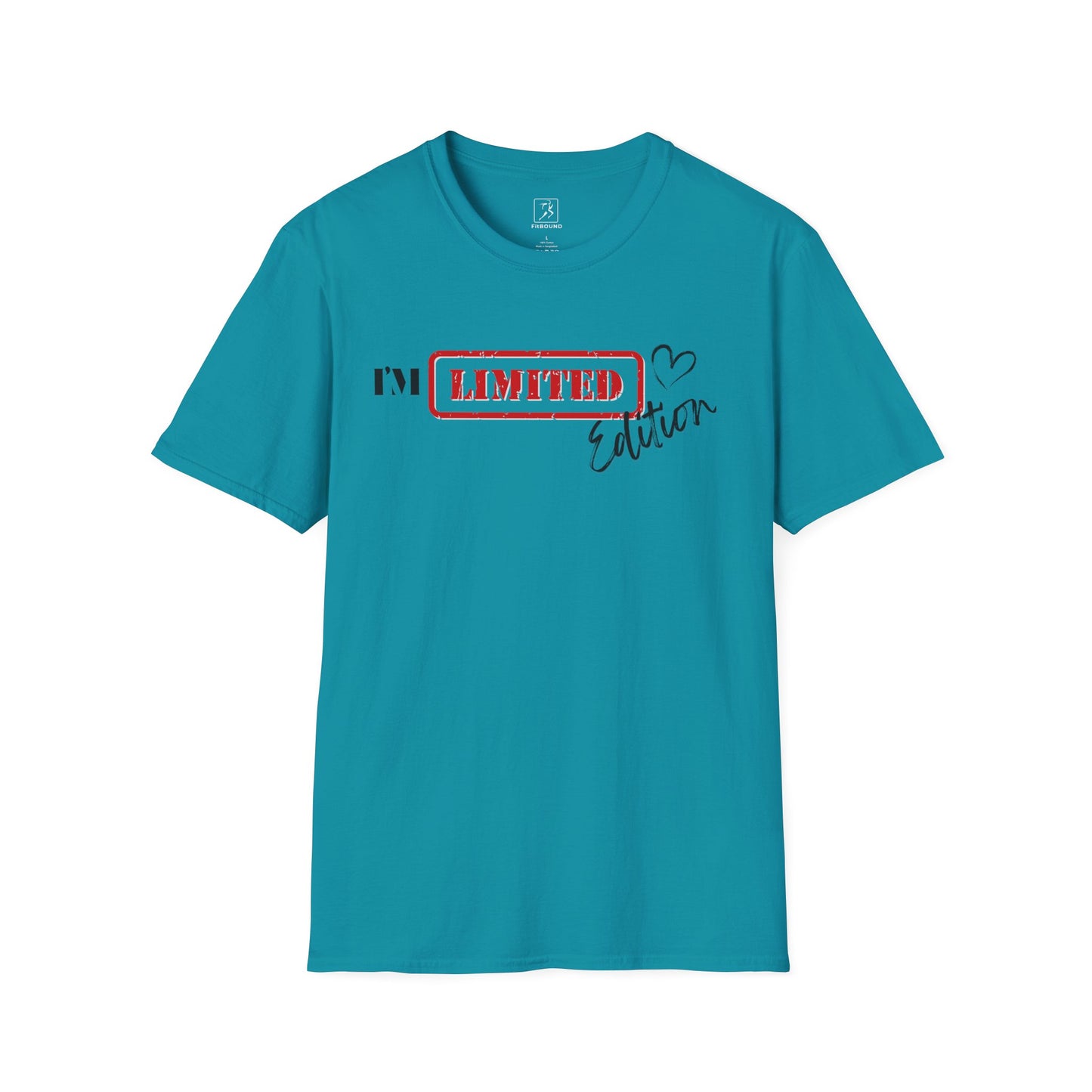 Aqua blue unisex t-shirt with “I’m Limited Edition” print – playful and confident casual wear
