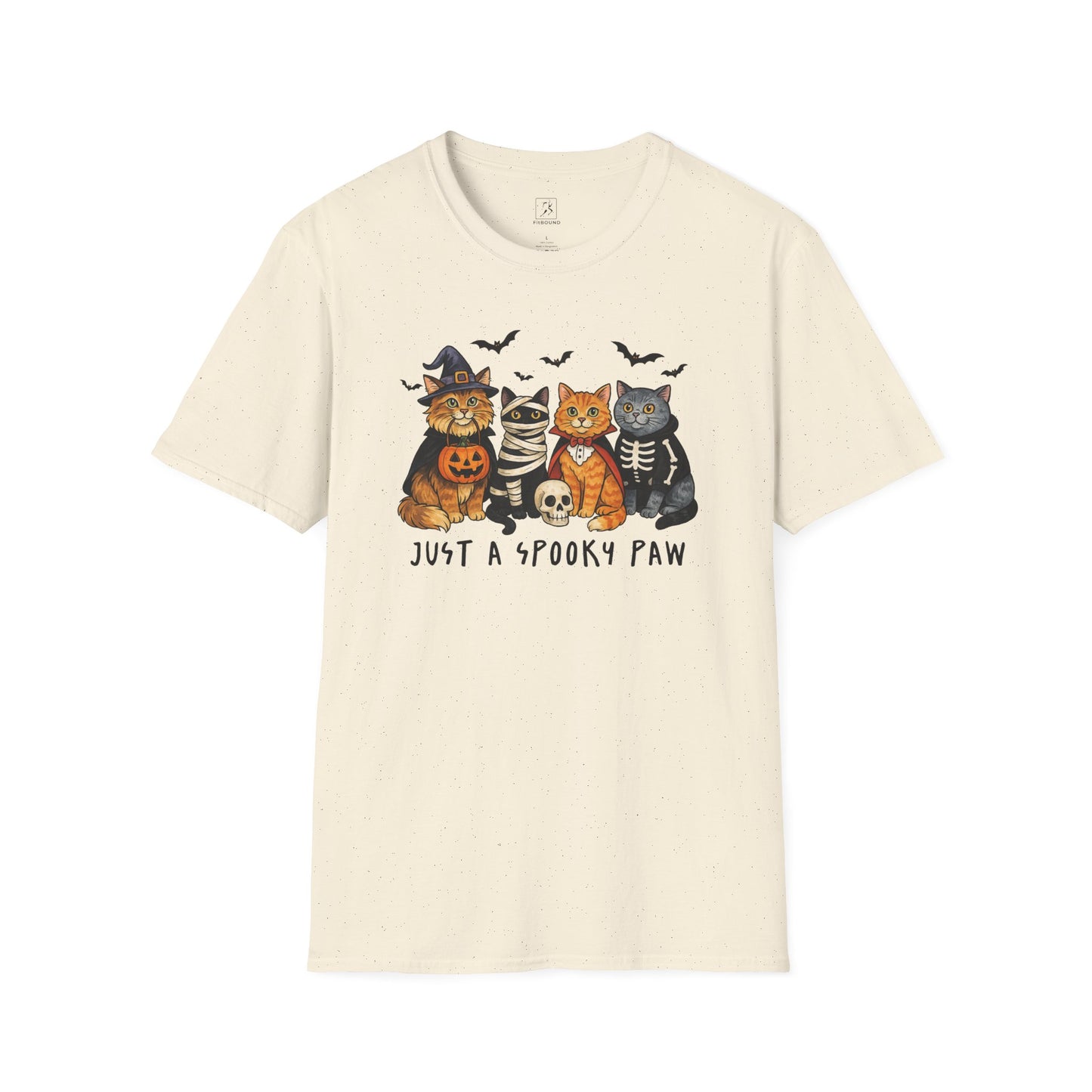 Natural Just a Spooky Paw cat Halloween t-shirt unisex fit