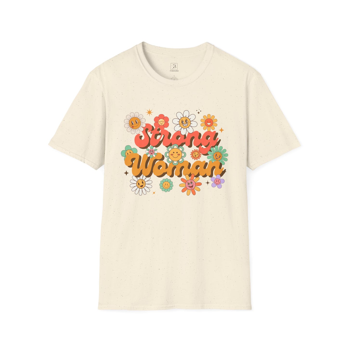 Natural Strong Woman T-shirt – retro floral empowerment shirt for women