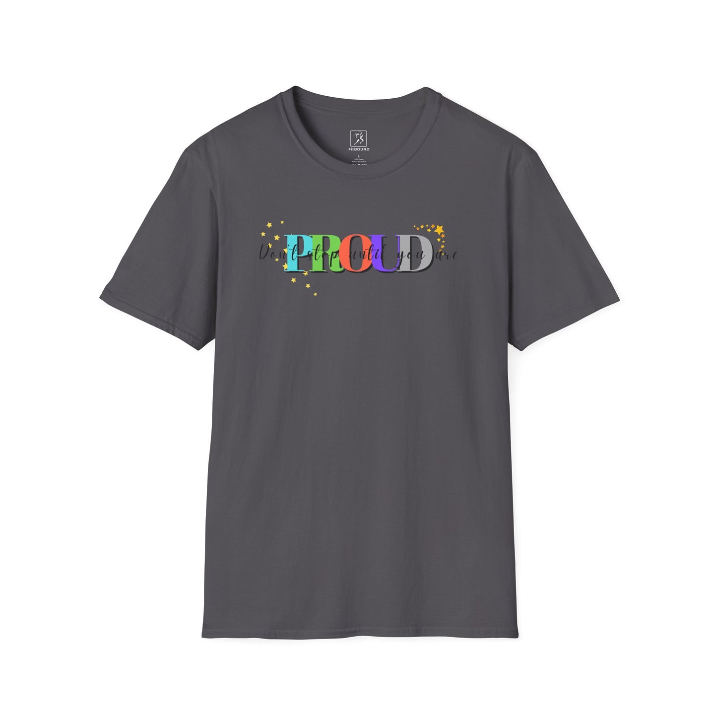 Royal blue unisex workout shirt with colorful "Train Until You're Proud" design – lightweight and versatile