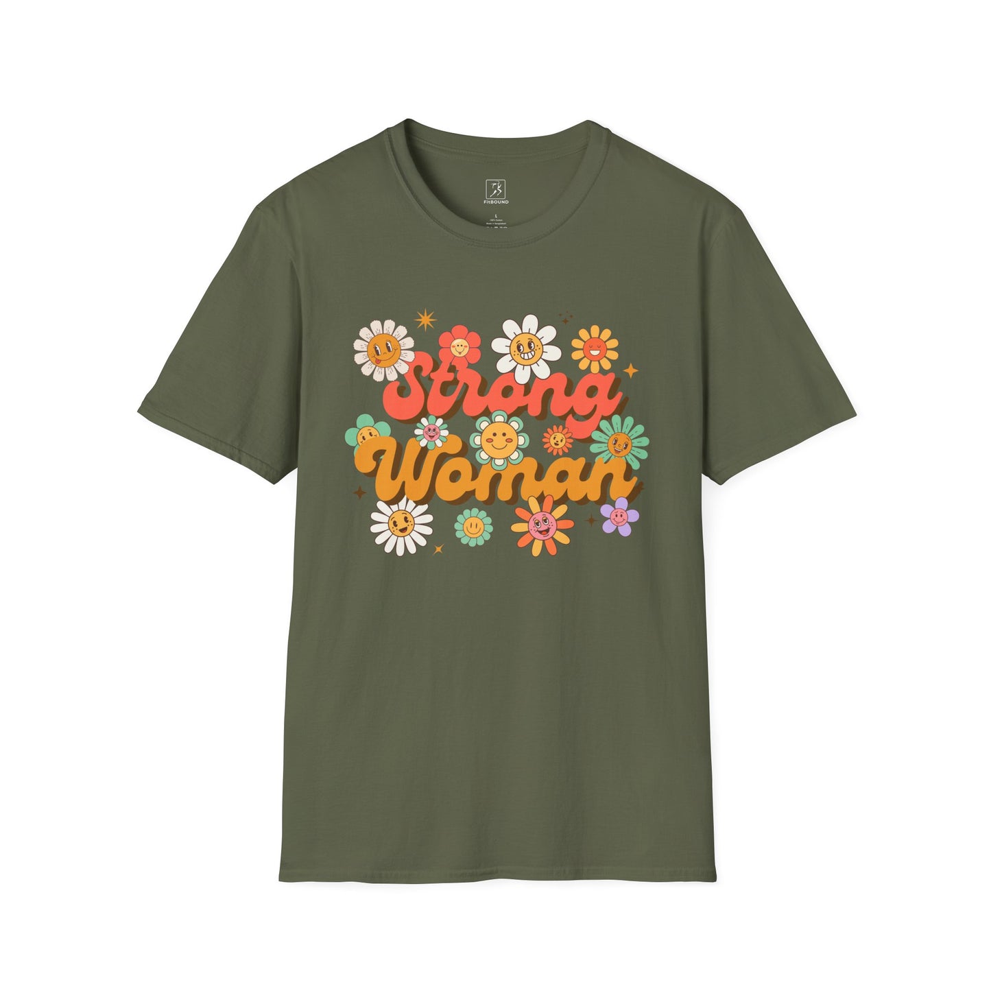 Green Strong Woman T-shirt – unisex floral empowerment shirt