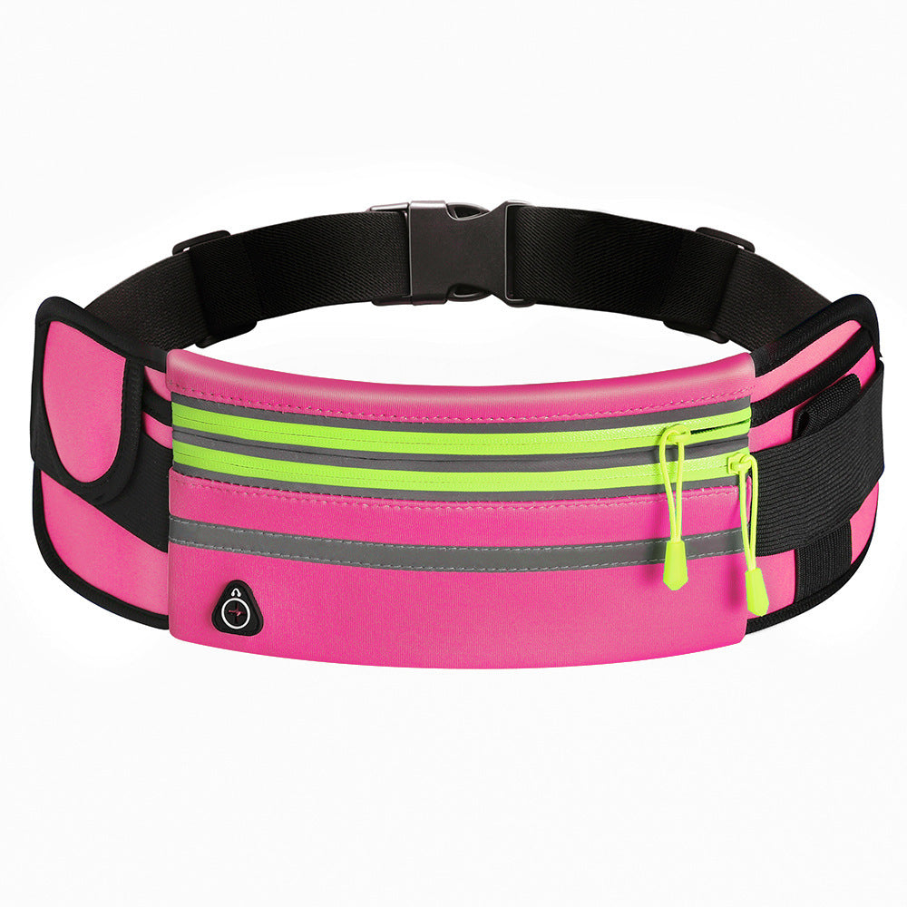 Pink reflective double zipper fanny pack – waterproof, lightweight and perfect for outdoor sport