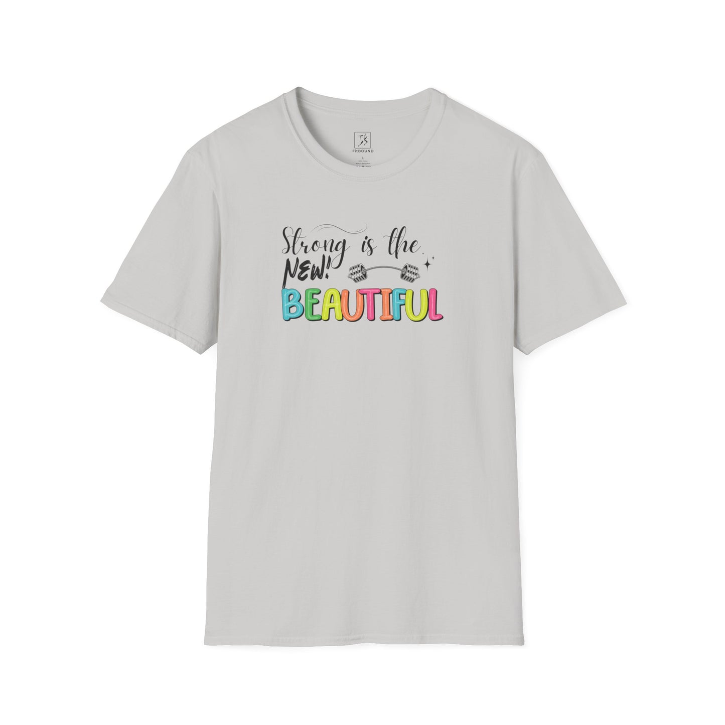 Camiseta gris claro fondo claro
"Strong is the New Beautiful" unisex t-shirt in light grey – motivational activewear