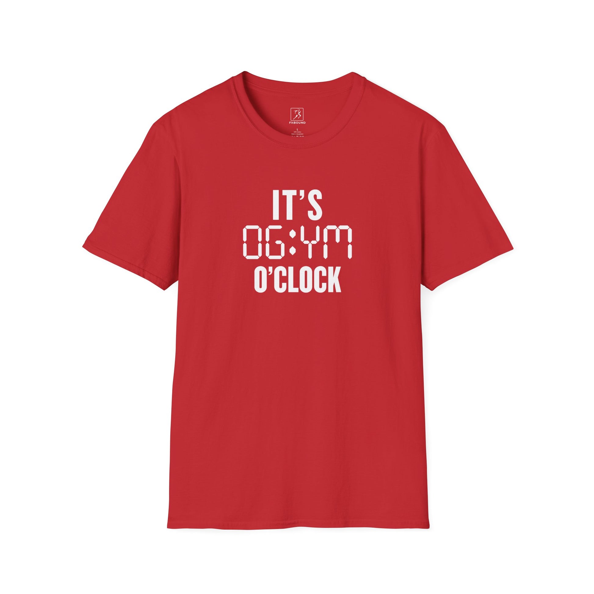 Red “It’s Gym O’Clock” t-shirt – fitness t-shirt for gym enthusiasts