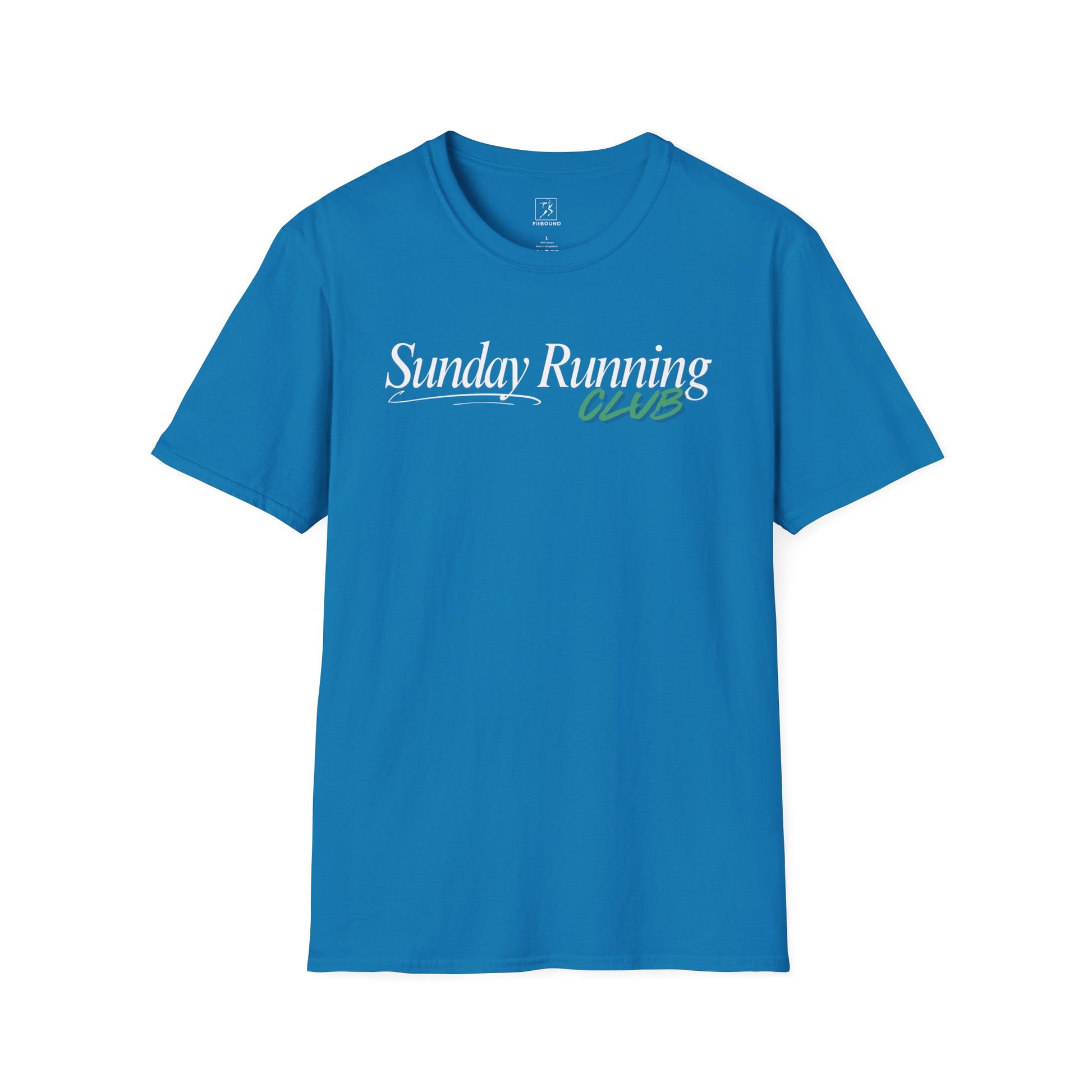 Blue Sunday Running Club T-shirt – minimalist unisex fitness shirt
