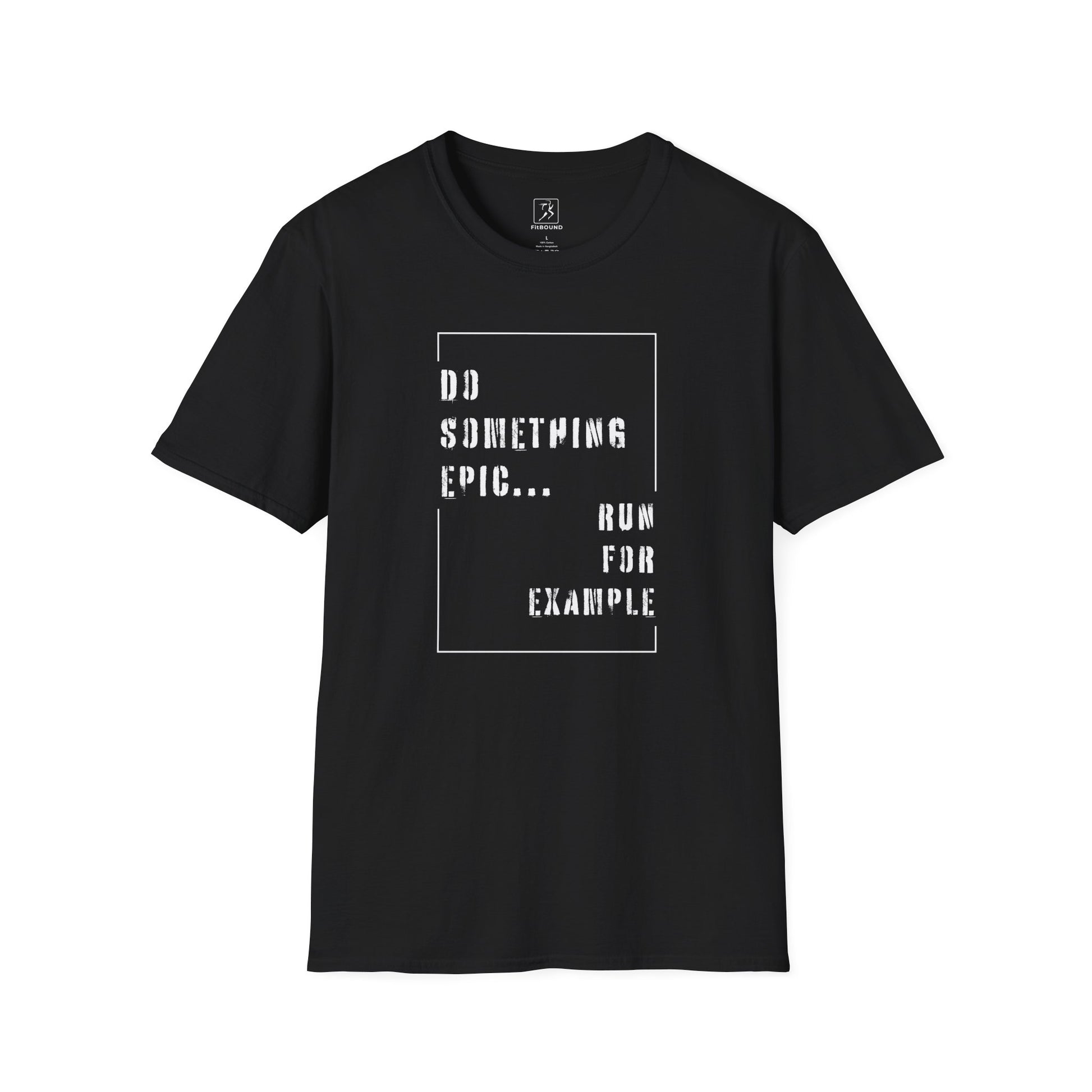 Black graphic fitness tee displayed flat – unisex inspirational workout shirt