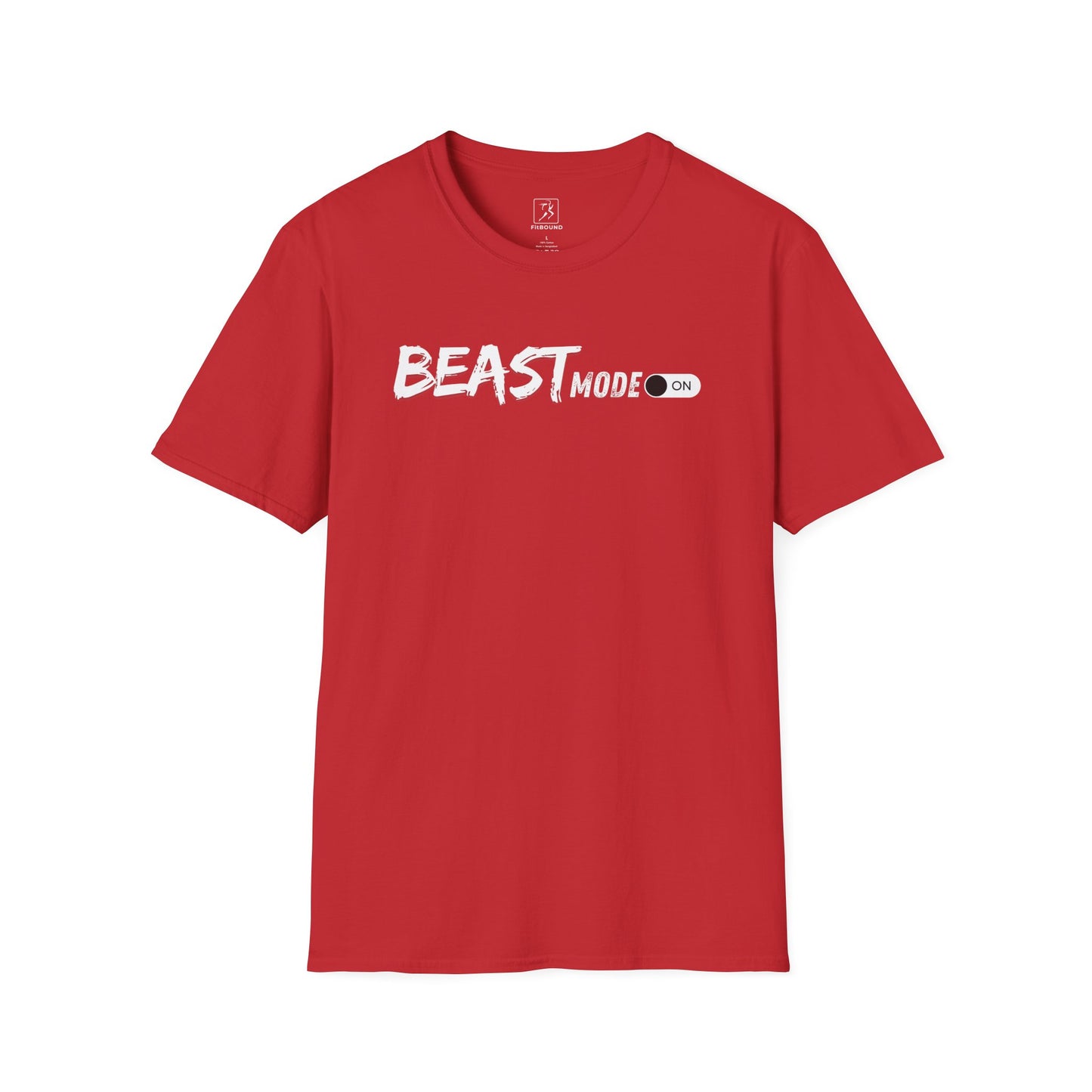 Red motivational workout t-shirt with "Beast Mode" quote – bold gymwear for active lifestyles
