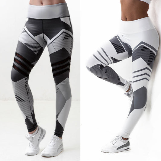 Gray and black high-waisted athletic leggings – compression style for fitness, running, and gym workouts