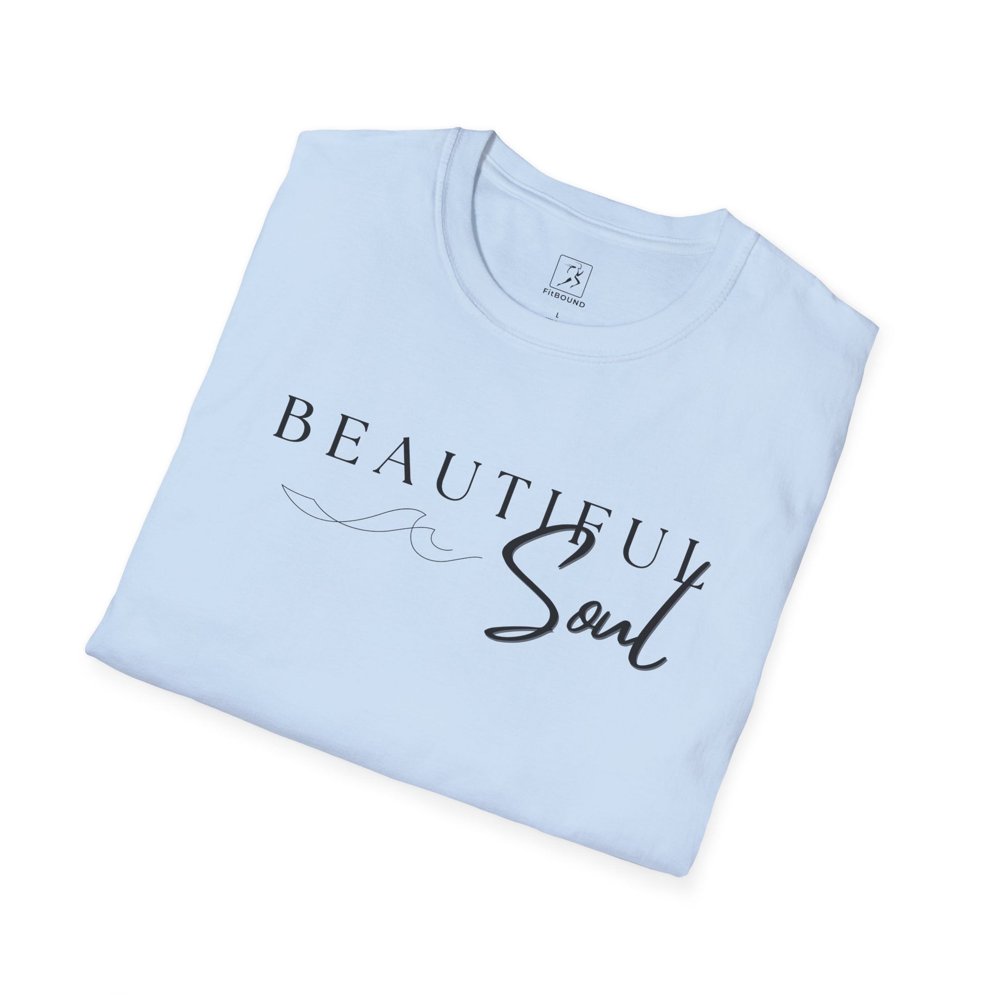 Folded Beautiful Soul T-Shirt – soft cotton in light blue