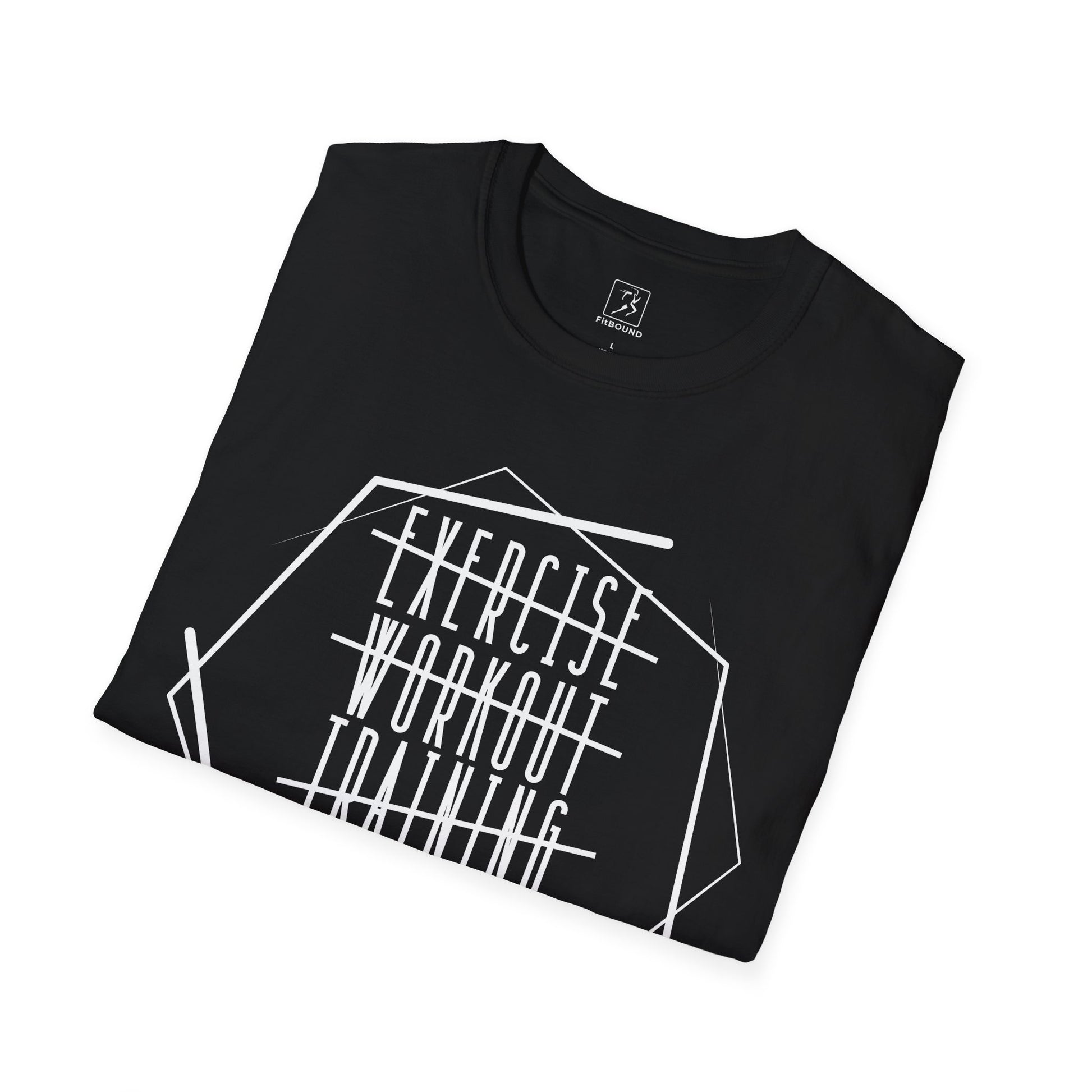 Flat lay of black “Exercise Therapy” tee – workout apparel for mental wellness