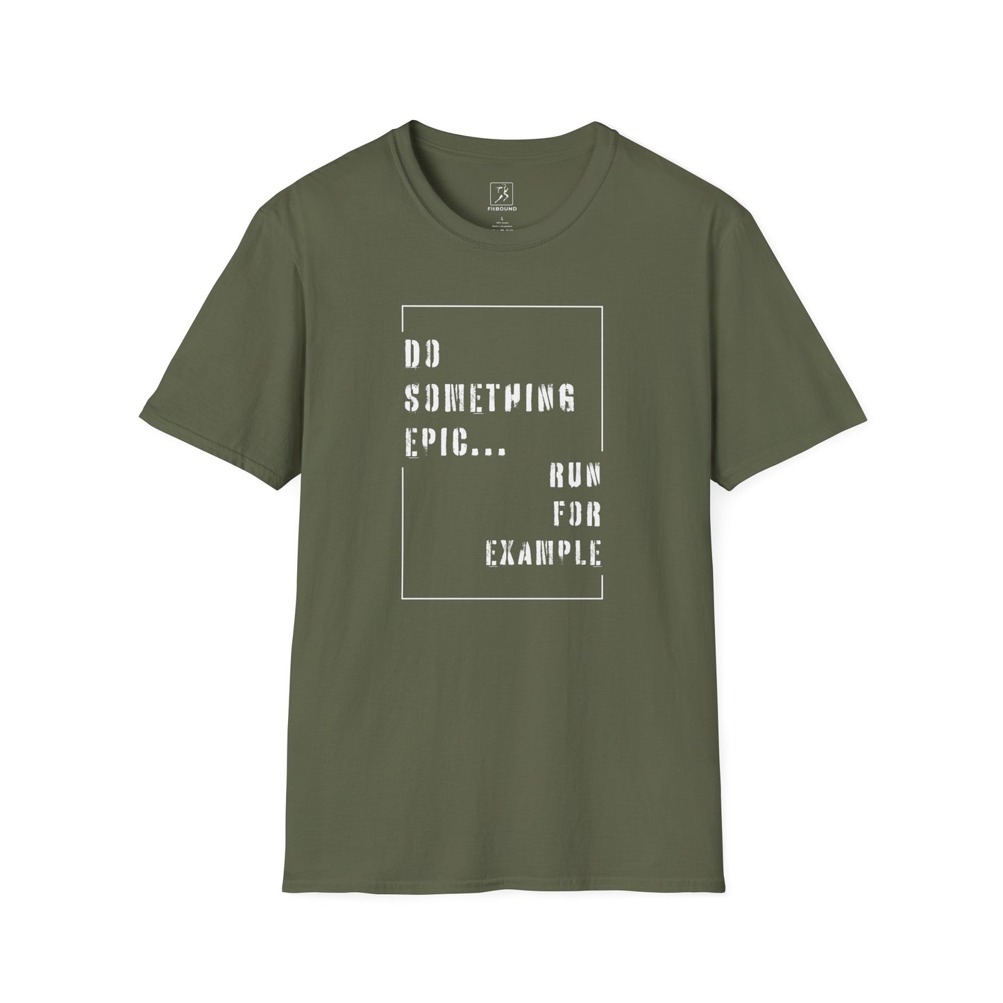 Olive green running t-shirt with motivational message for athletes