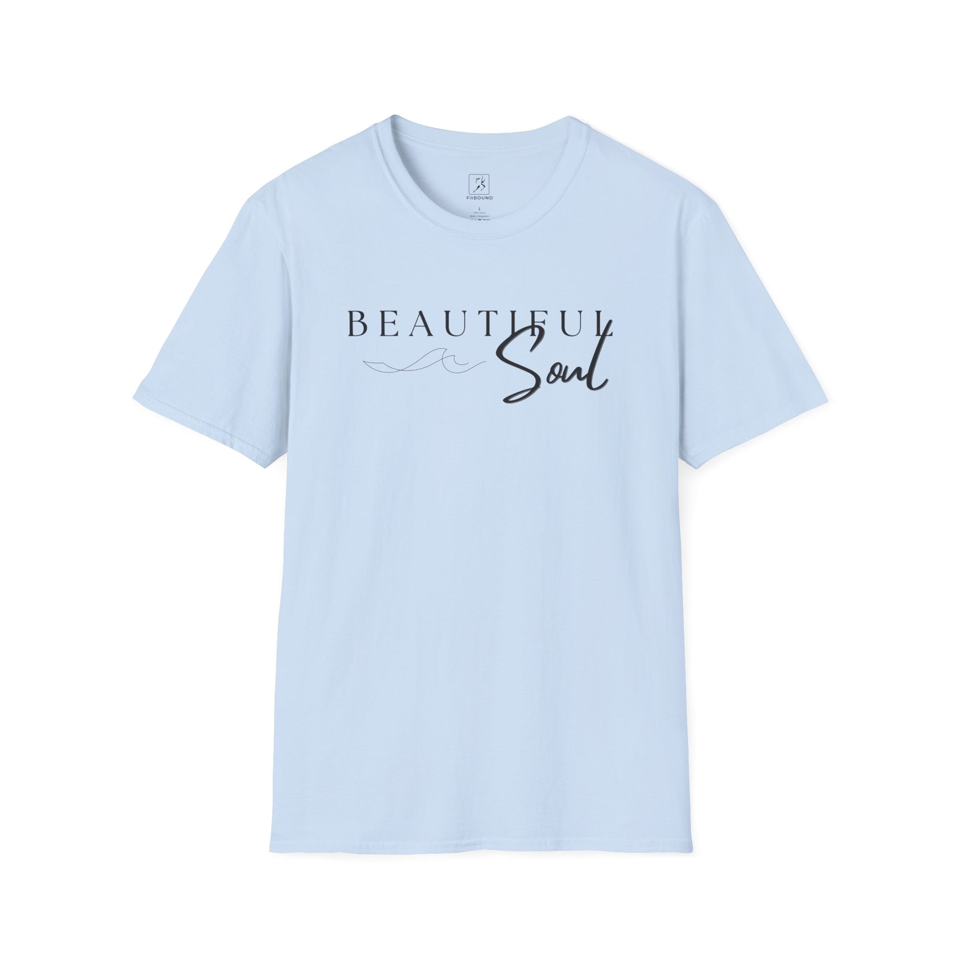Beautiful Soul Minimalist T-Shirt – unisex light blue flat lay