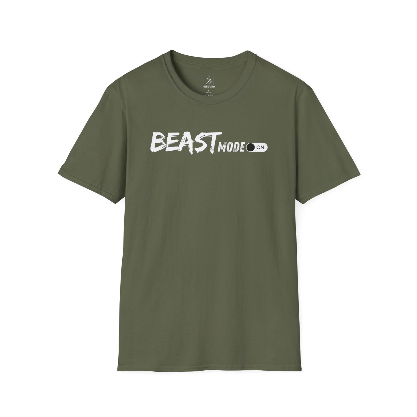 Olive green workout t-shirt with "Beast Mode" quote – unisex and breathable for daily training