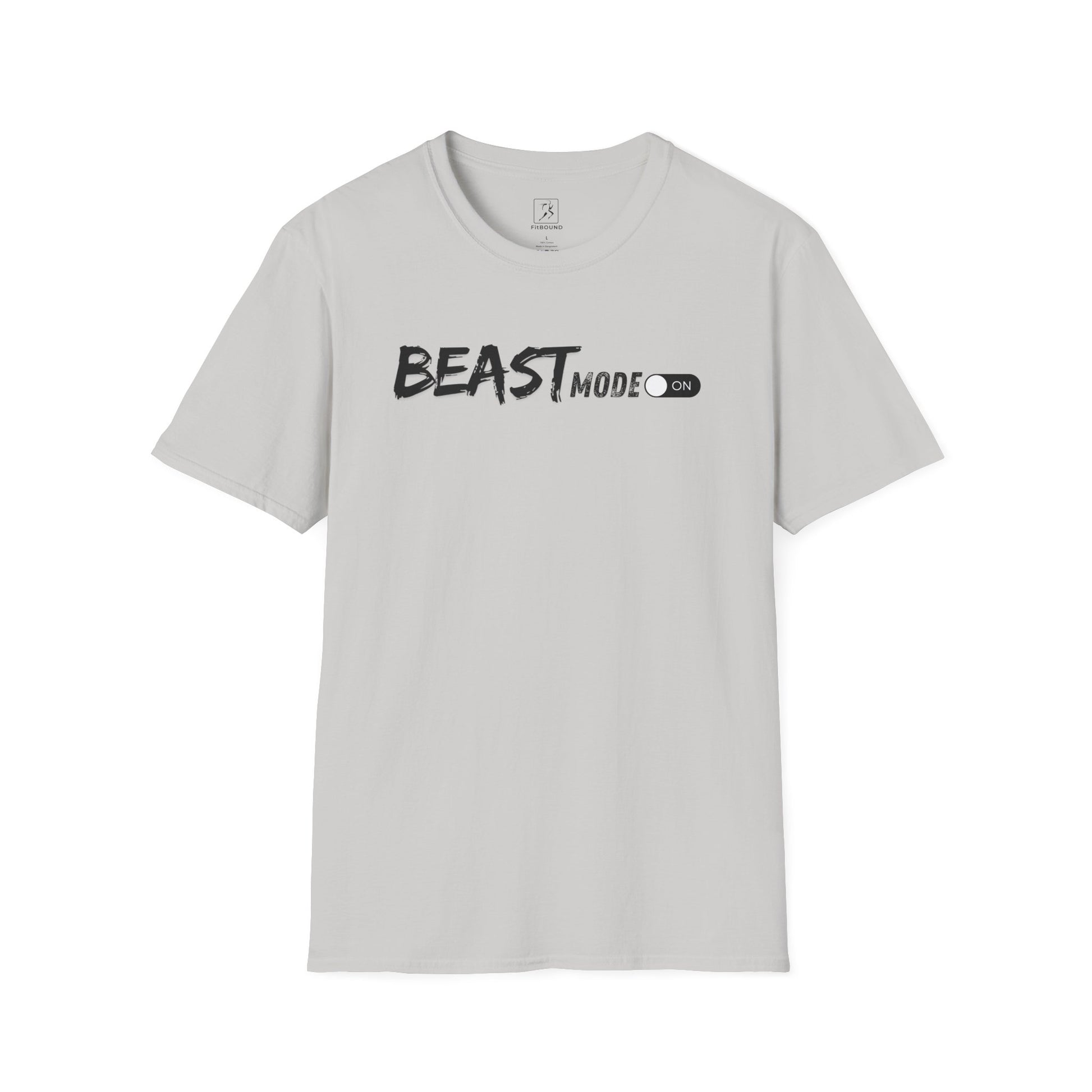 Light gray "Beast Mode" motivational shirt – soft cotton gym tee for fitness and casual wear