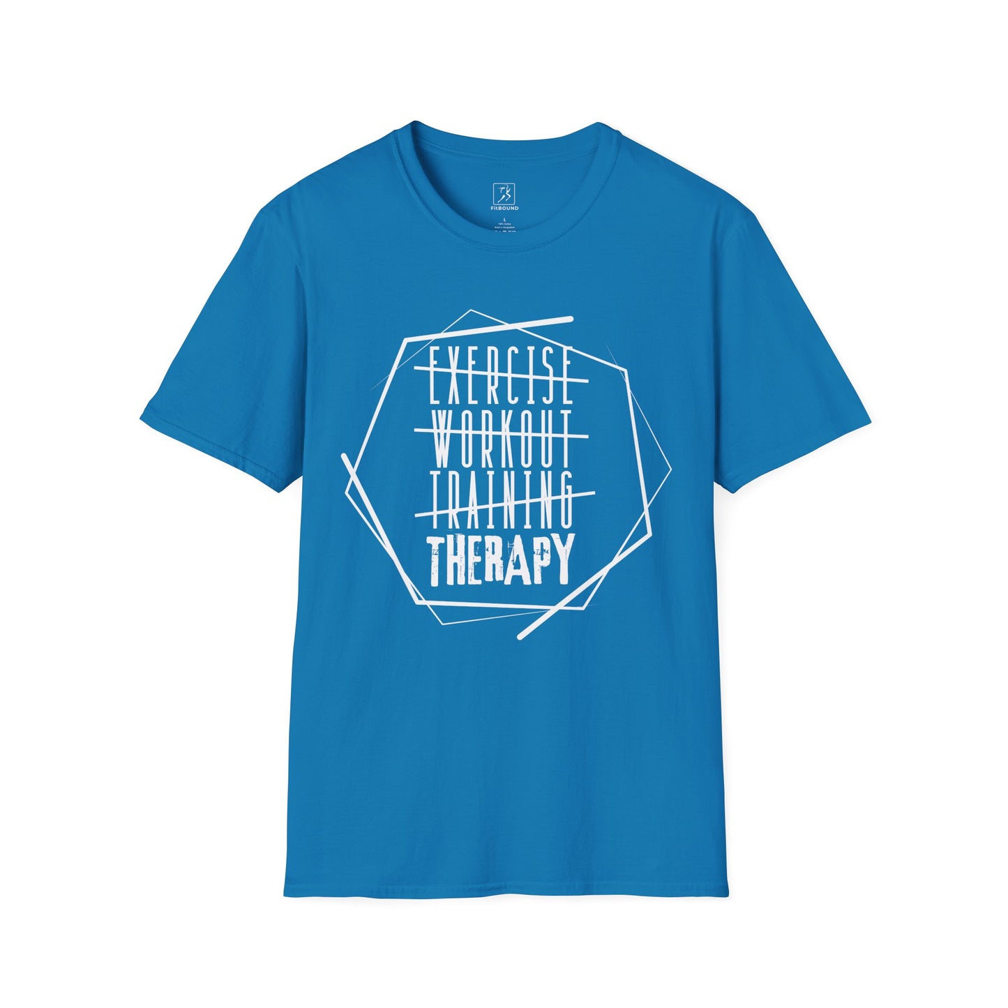 Aqua blue “Exercise Therapy” tee – casual and energetic activewear for therapy-through-movement