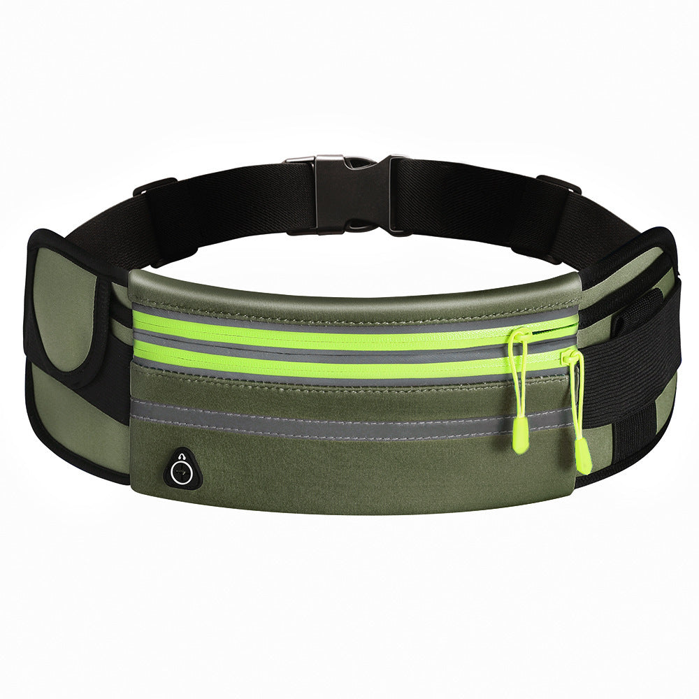 Green reflective double zipper fanny pack – waterproof, lightweight and perfect for outdoor sport