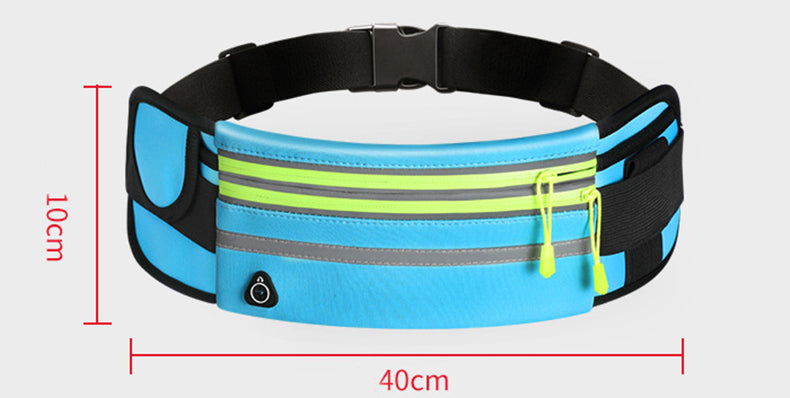 Light blue reflective double zipper fanny pack – waterproof, lightweight and perfect for outdoor sport