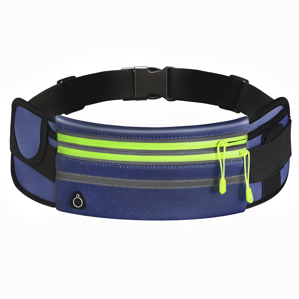 blue reflective double zipper fanny pack – waterproof, lightweight and perfect for outdoor sport