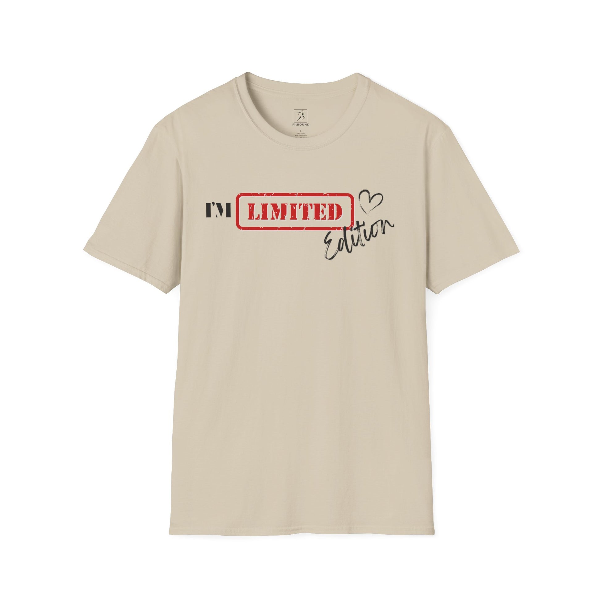 Beige “I’m Limited Edition” tee – inspirational casual wear with a minimalist twist