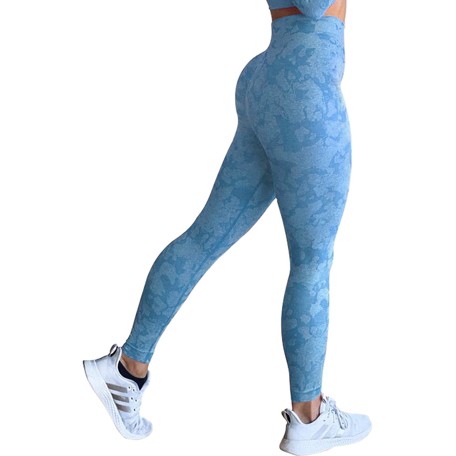 blue sculpting leggings – scrunch back detail for enhanced fit and glute lift