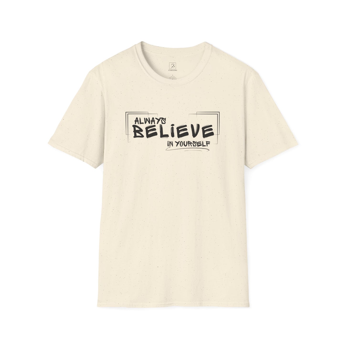 Sand “Always Believe In Yourself” T-shirt – flat lay, front view