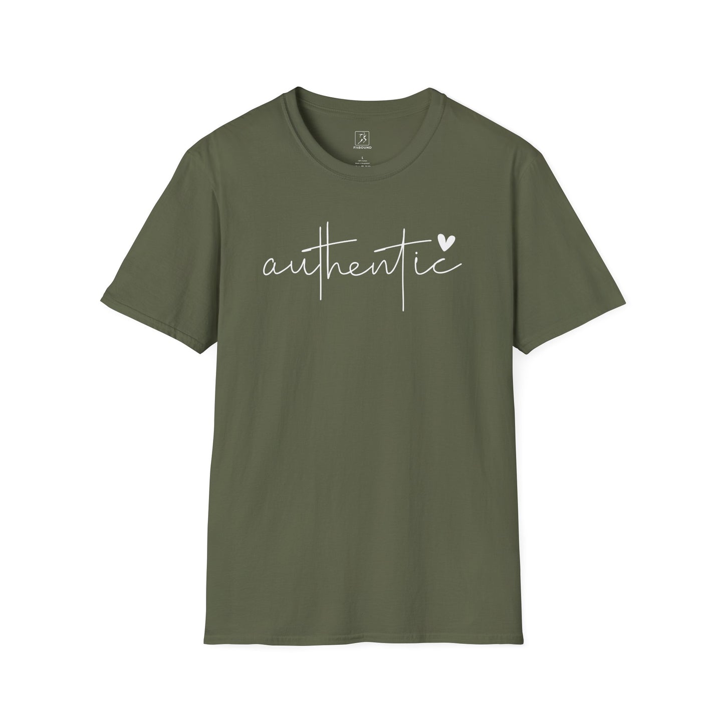 Military Green Authentic T-Shirt flat lay – handwritten motivational tee for casual wear