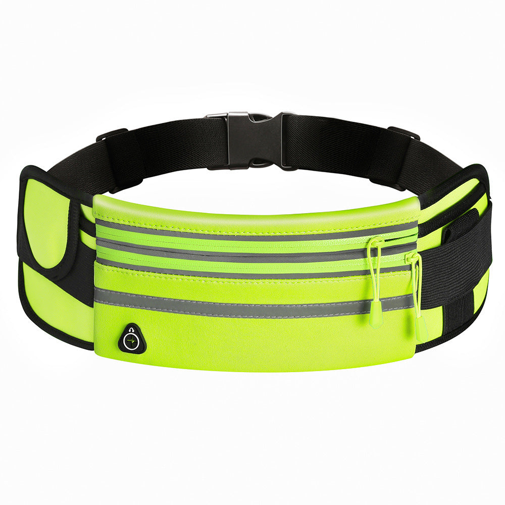 Neon green reflective double zipper fanny pack – waterproof, lightweight and perfect for outdoor sport