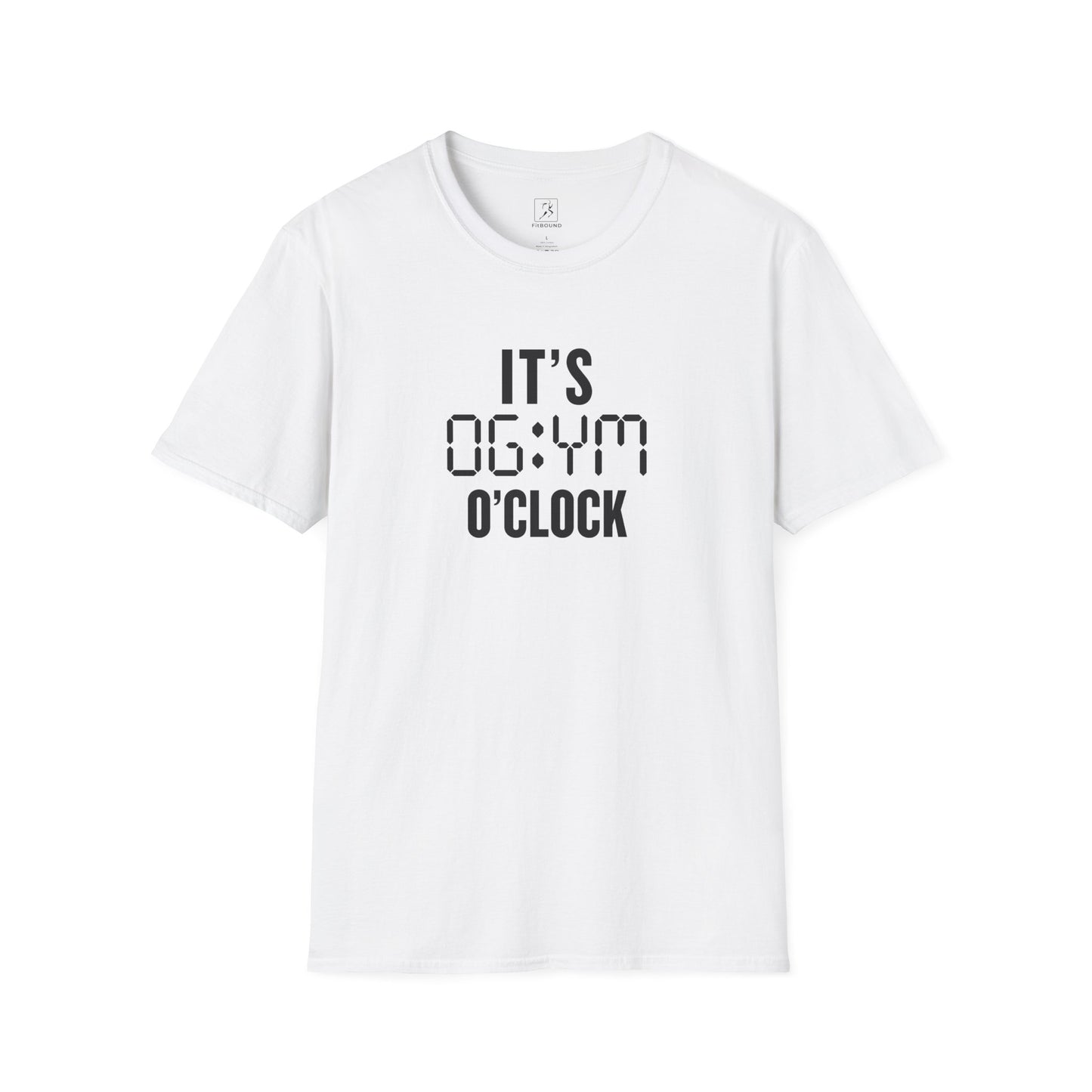 White “It’s Gym O’Clock” t-shirt – unisex workout shirt for gym and fitness lovers