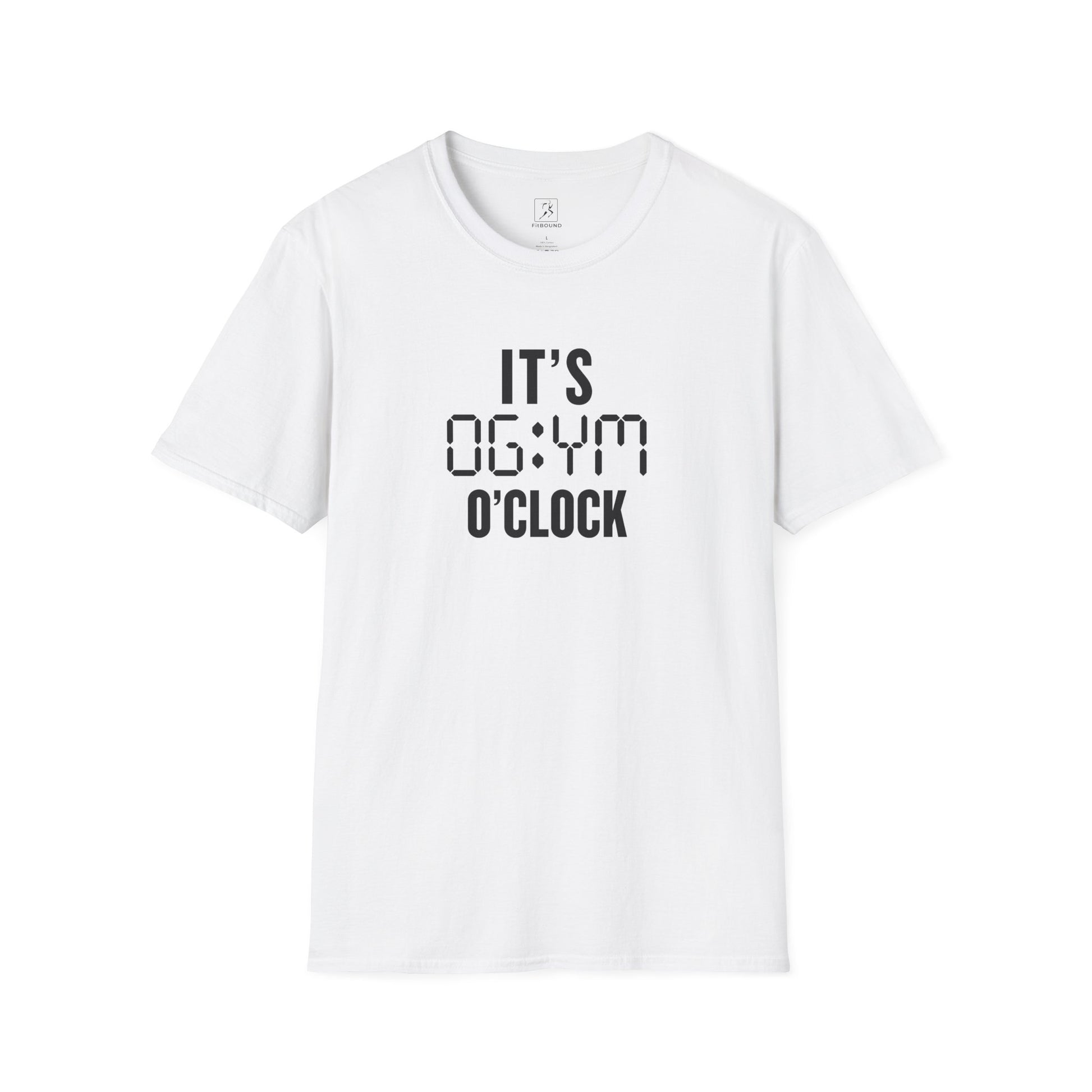 White “It’s Gym O’Clock” t-shirt – unisex workout shirt for gym and fitness lovers