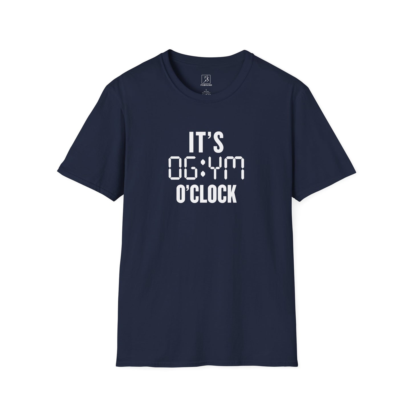 Navy “It’s Gym O’Clock” t-shirt – unisex workout tee