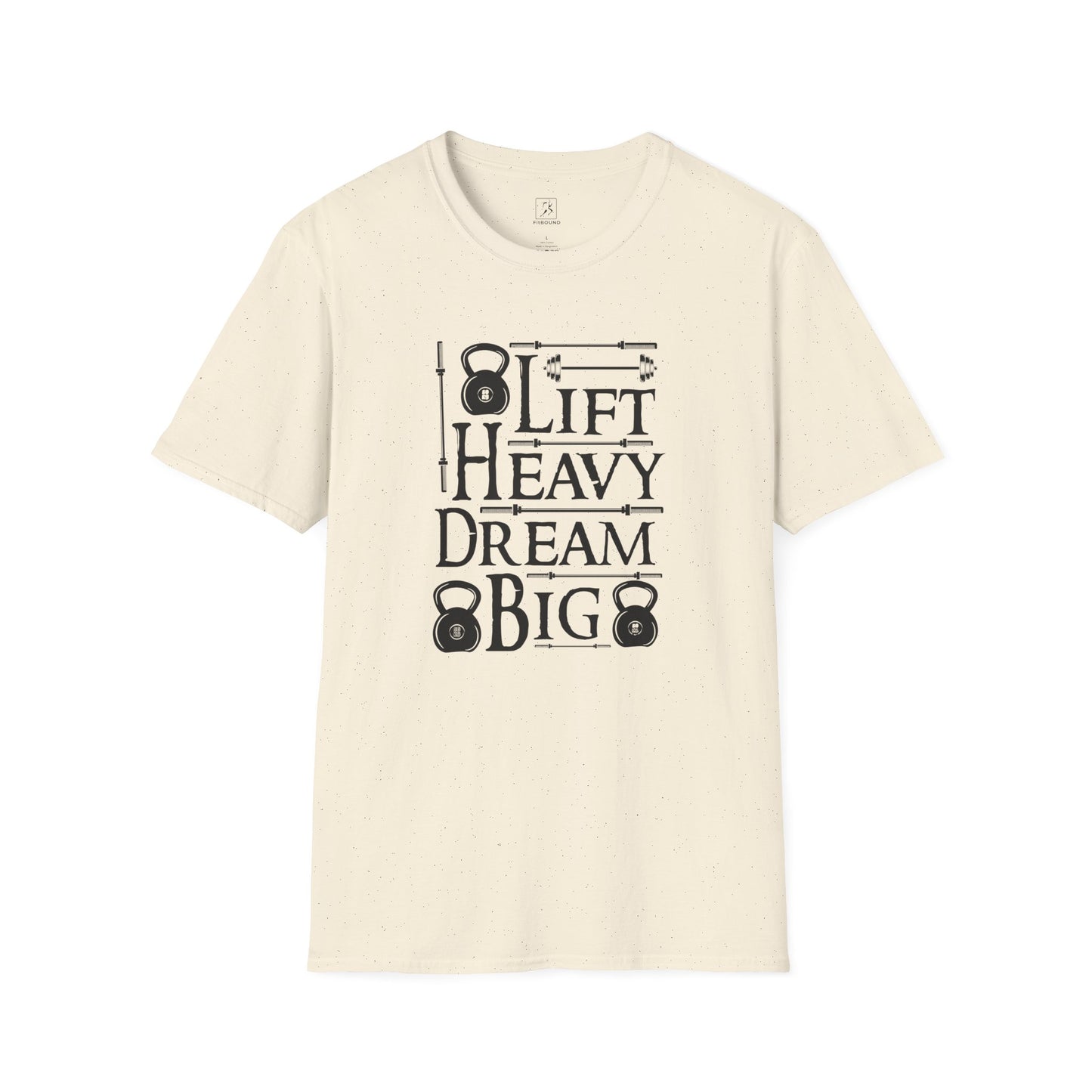 Flat lay cream Lift Heavy Dream Big unisex t-shirt.