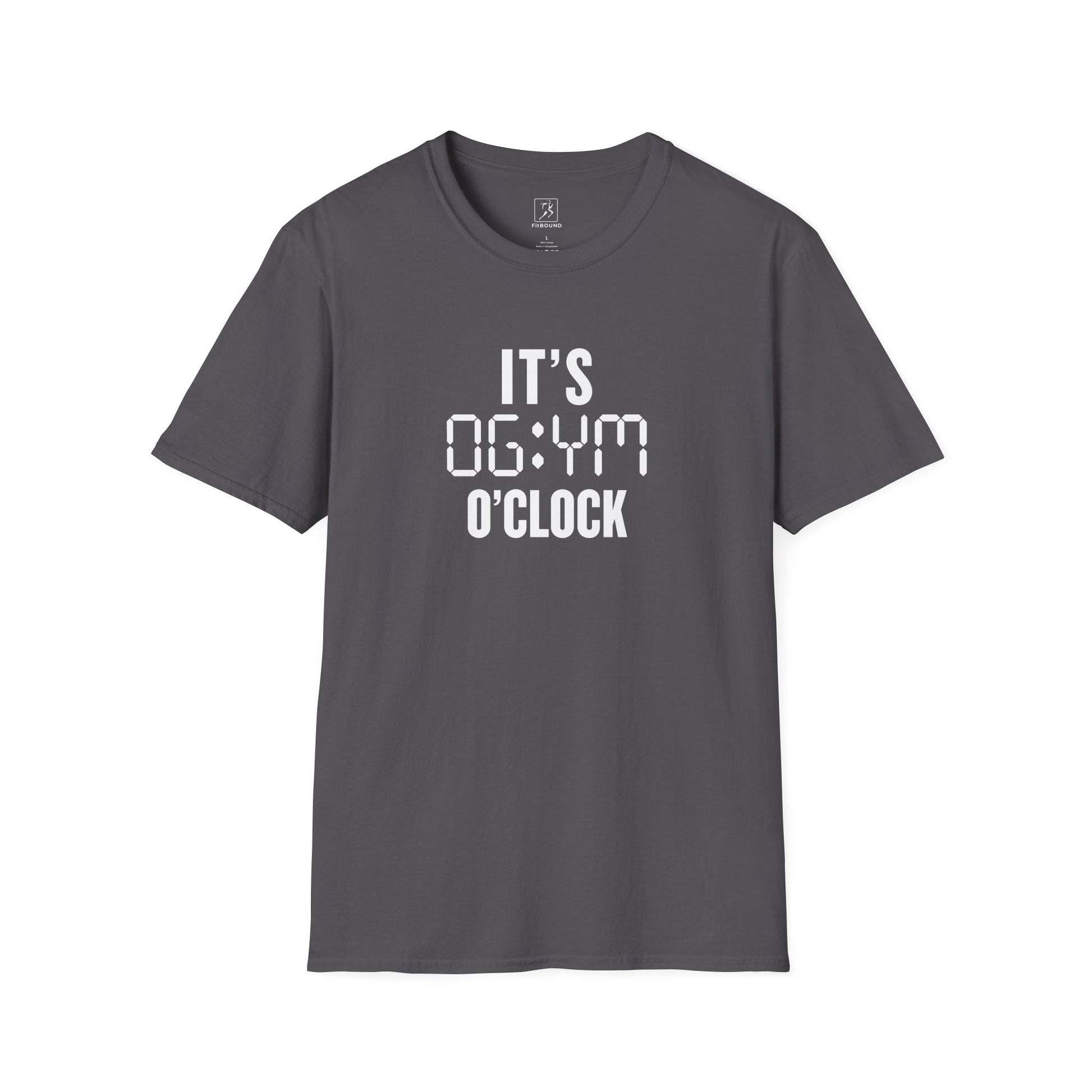 Dark heather “It’s Gym O’Clock” t-shirt – funny gym shirt for men and women