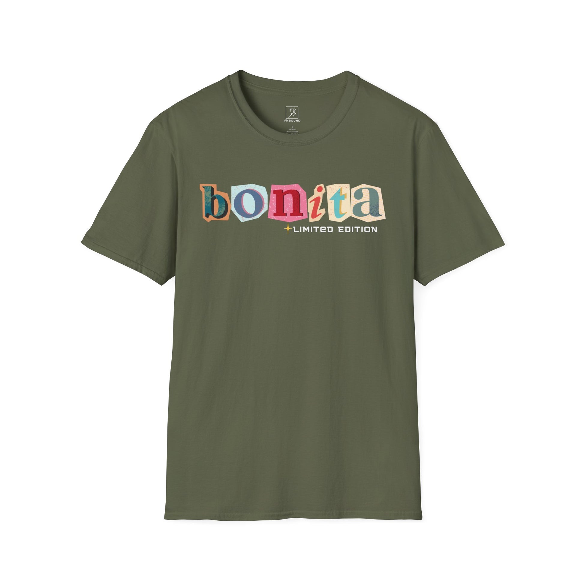 Bonita T-Shirt – army green color, bold graphic