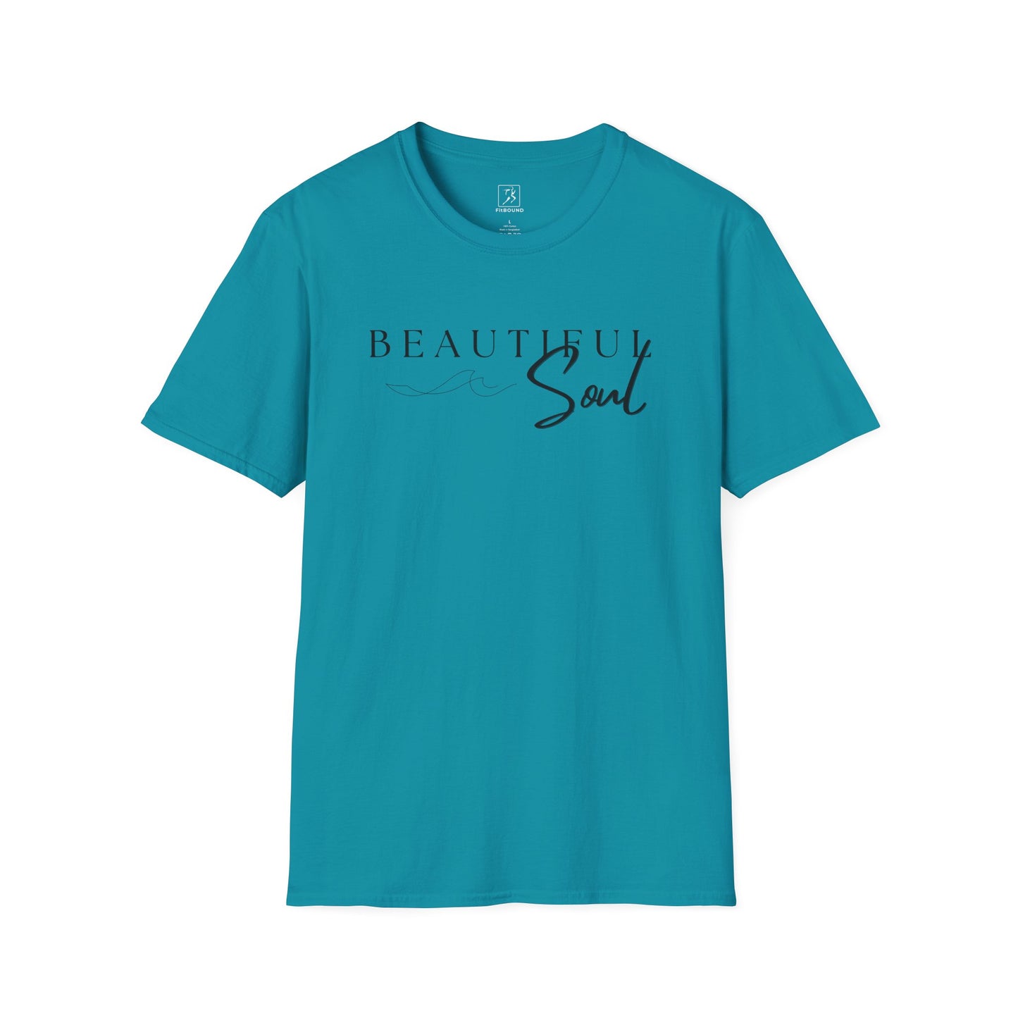 Beautiful Soul Positive Message Tee – teal color, lightweight fabric