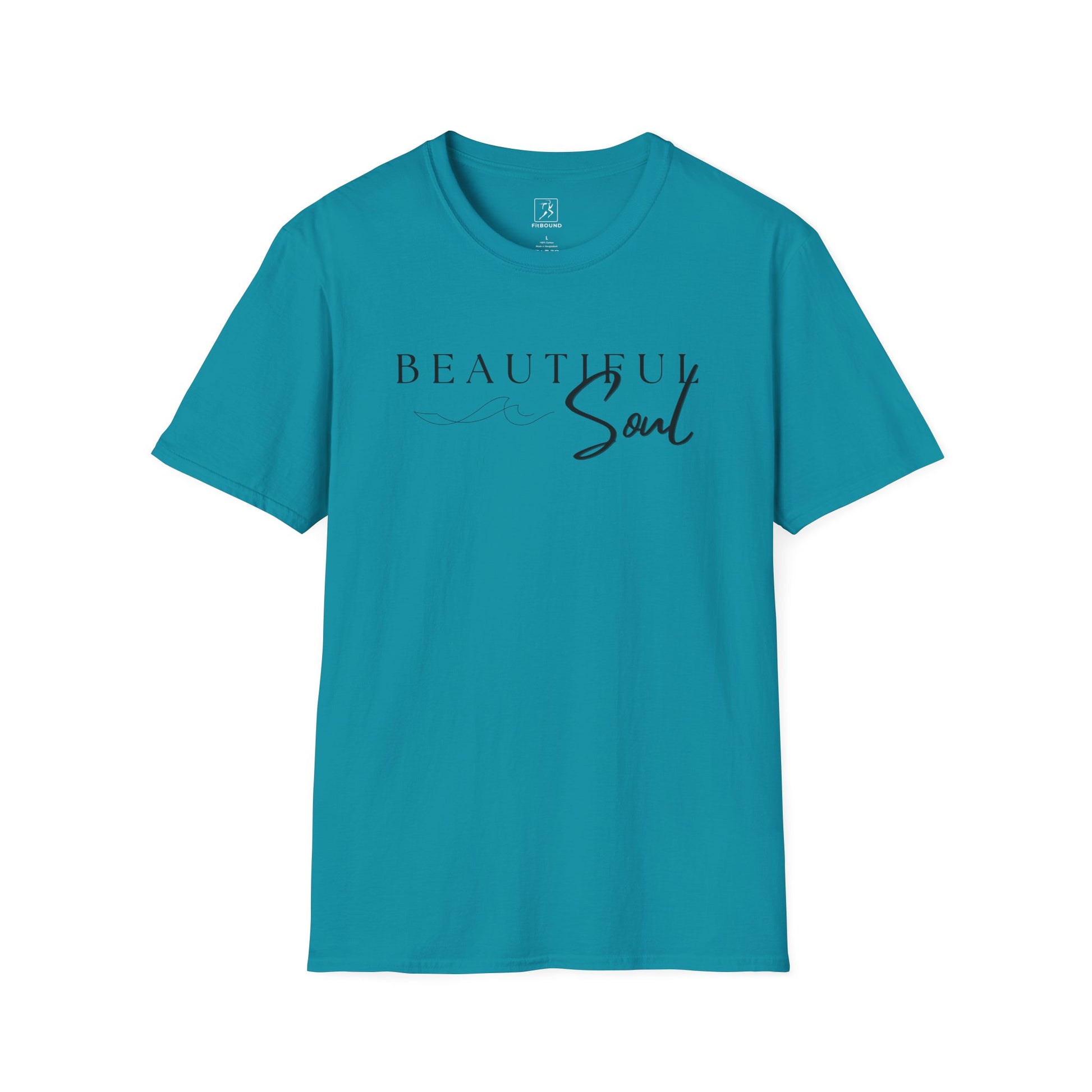 Beautiful Soul Positive Message Tee – teal color, lightweight fabric