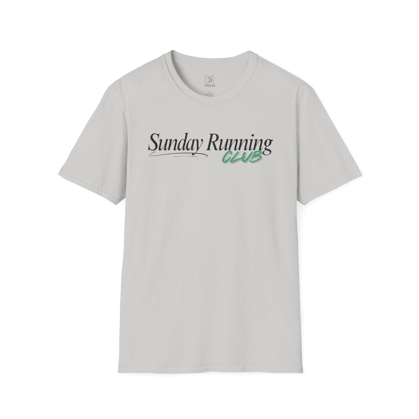 Light gray Sunday Running Club T-shirt – minimalist unisex fitness shirt