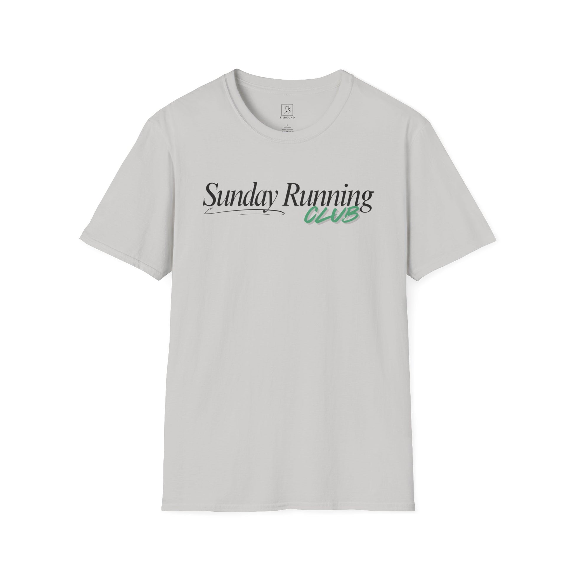 Light gray Sunday Running Club T-shirt – minimalist unisex fitness shirt