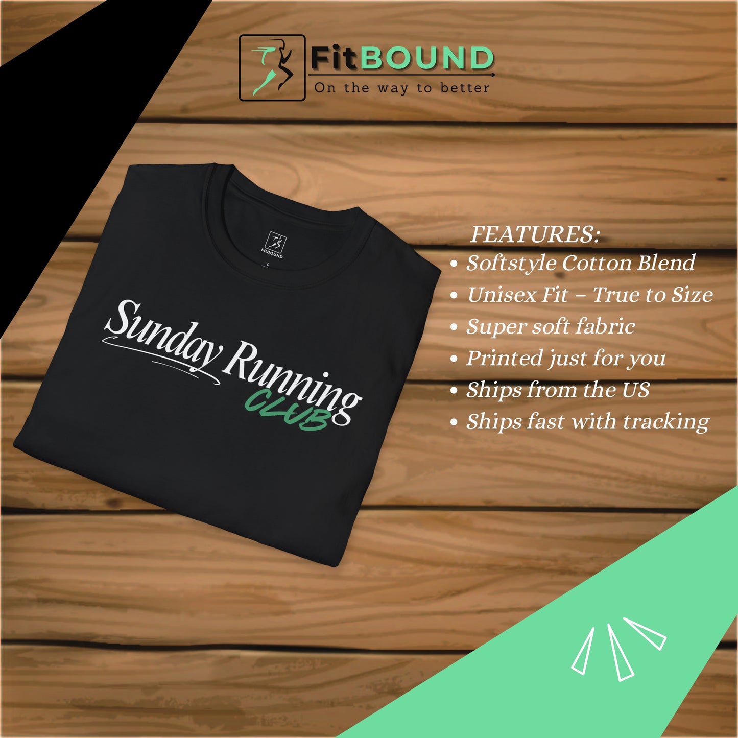 Sunday Running Club tag and print details – minimalist close-up