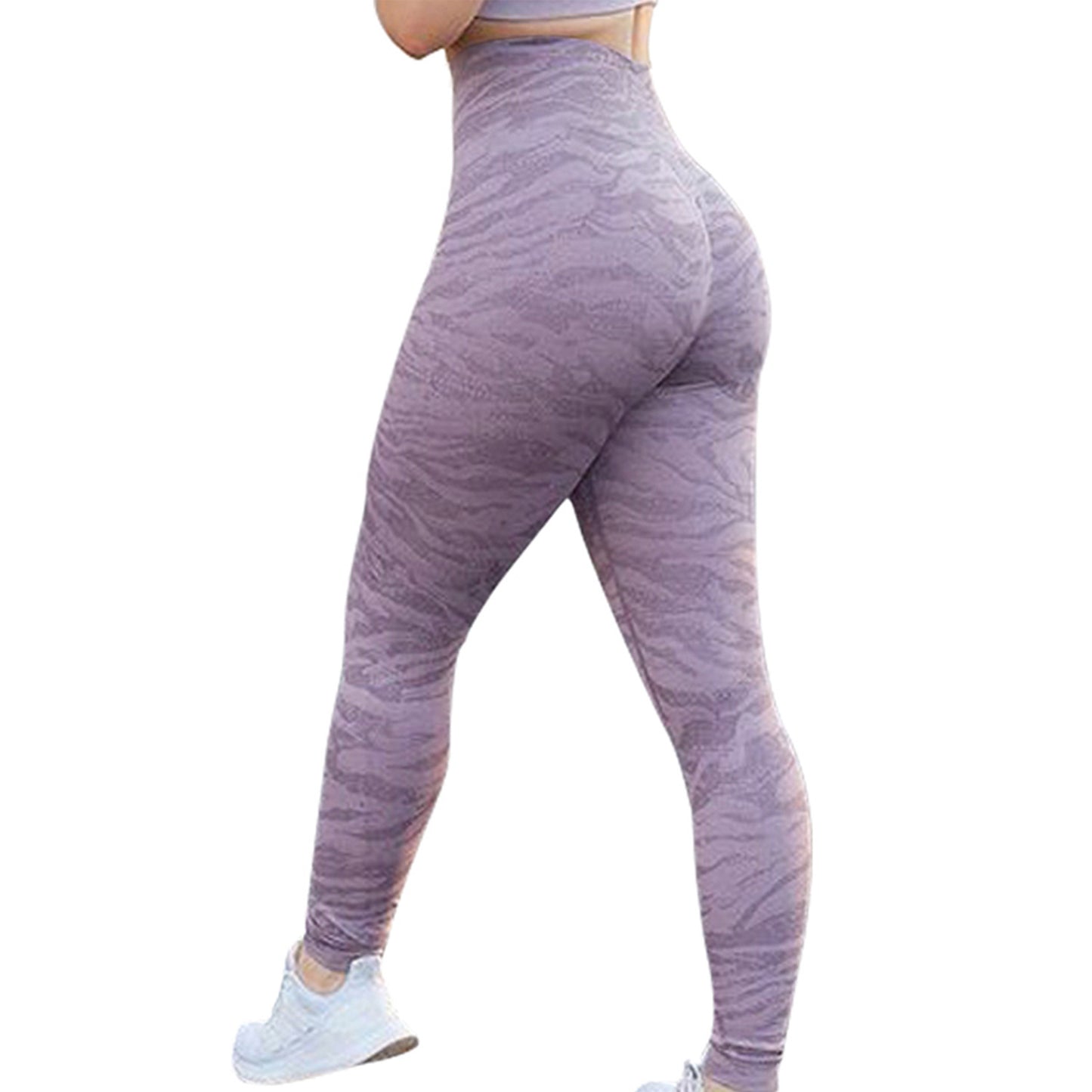 Purple scrunch leggings – high waistband and peach-lift effect for daily fitness routines